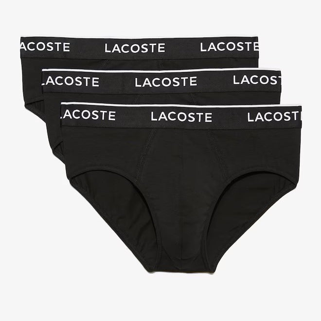 Lacoste 3-Pack Logo Waist Cotton Briefs - Black