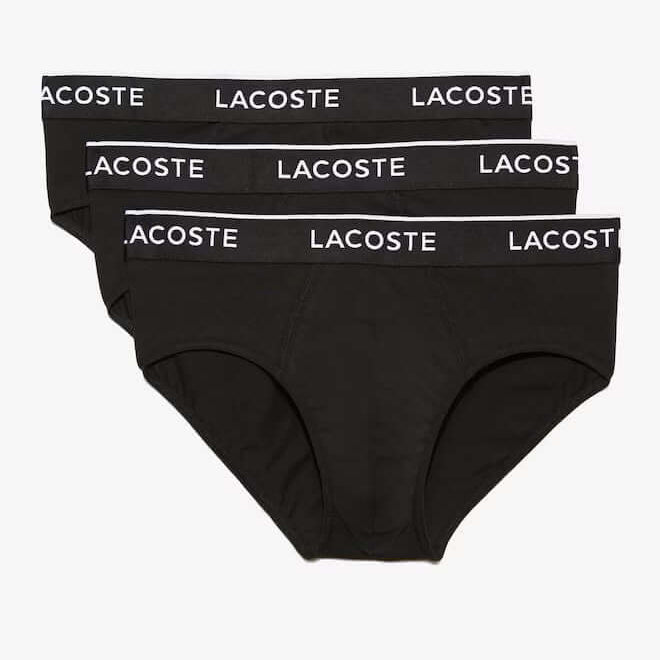 Lacoste 3-Pack Logo Waist Cotton Briefs - Black