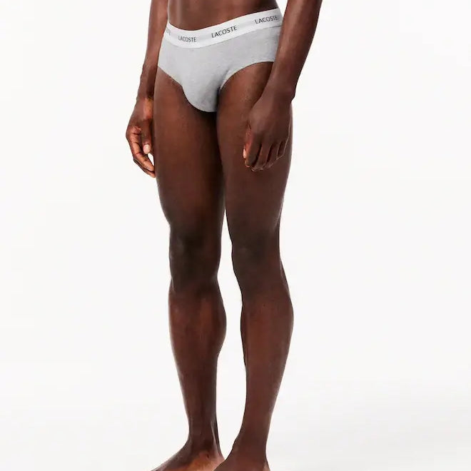 Lacoste 3-Pack Stretch Cotton Briefs - White/Black/Grey