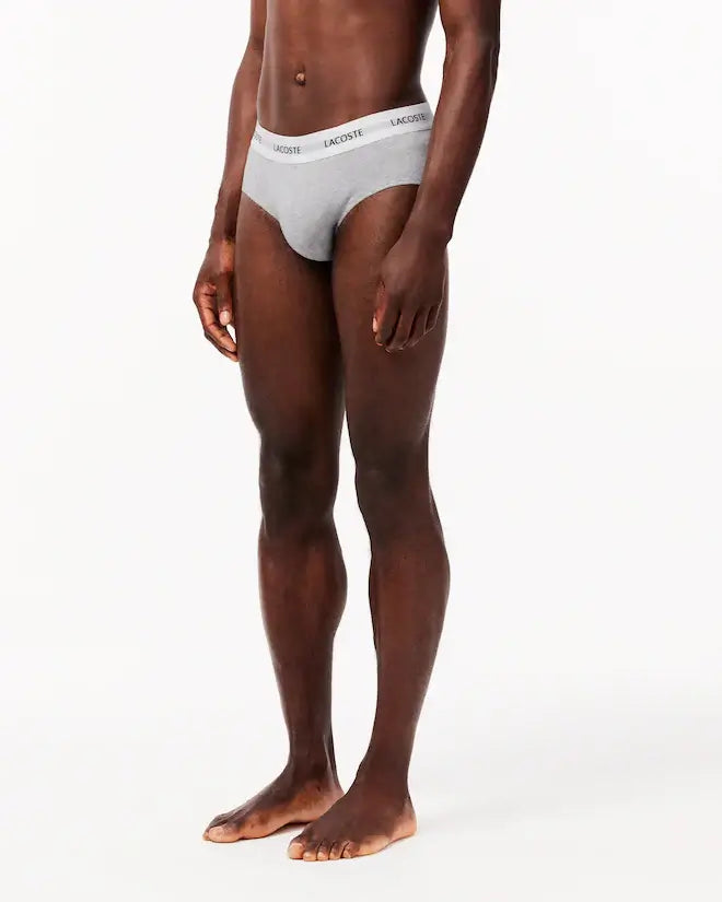 Lacoste 3-Pack Stretch Cotton Briefs - White/Black/Grey