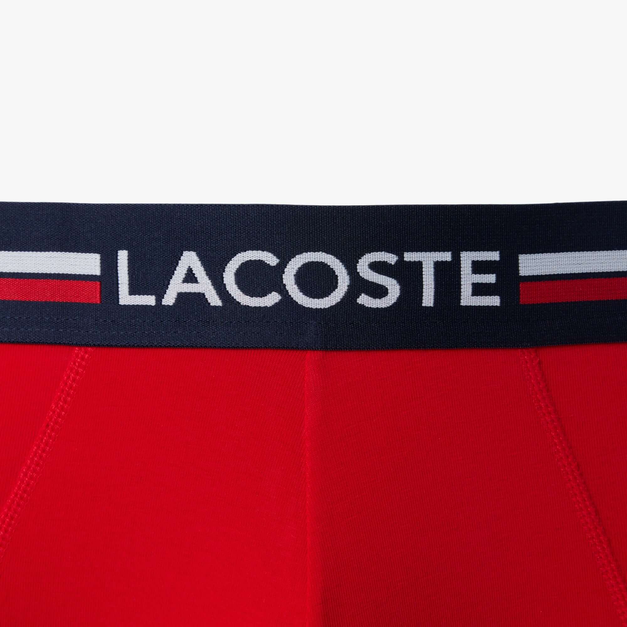 Lacoste Men’s 3-Pack Cotton Briefs - Navy Blue / Grey Chine / Red • W34