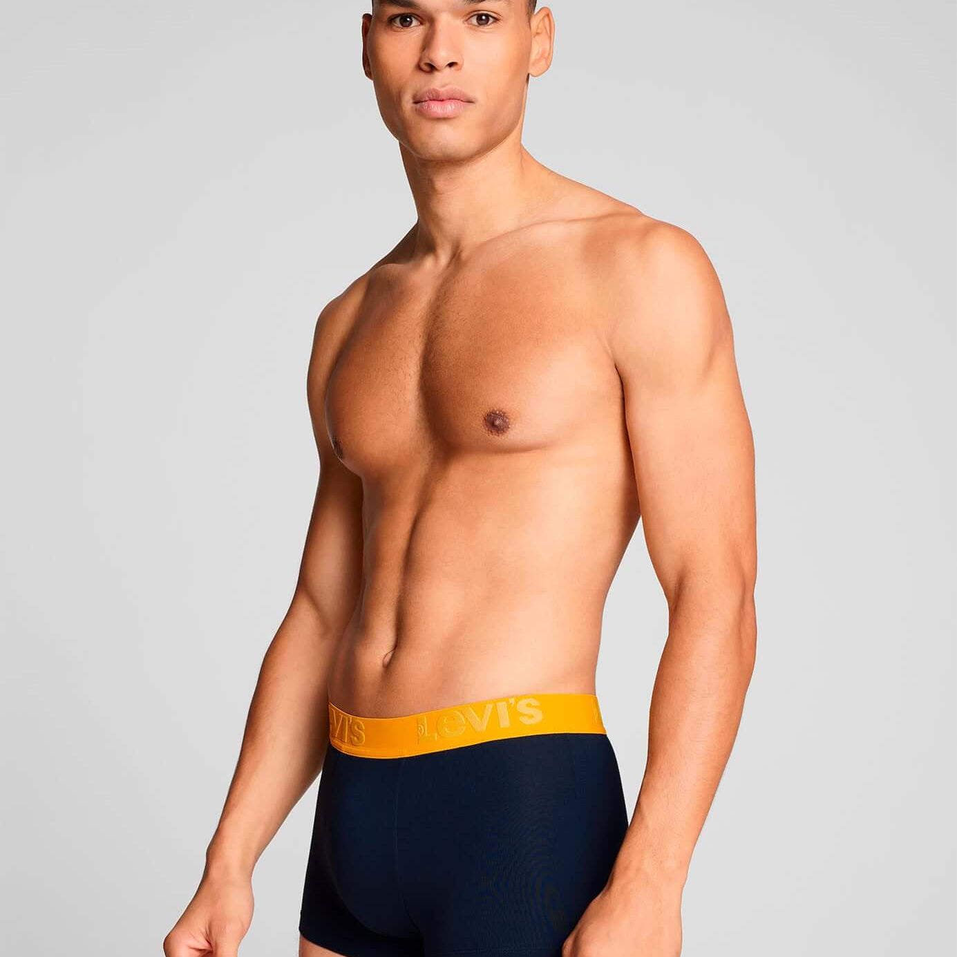 Levi's Premium Cotton Stretch Trunks - Black with Yellow/Orange/Blue Waistbands