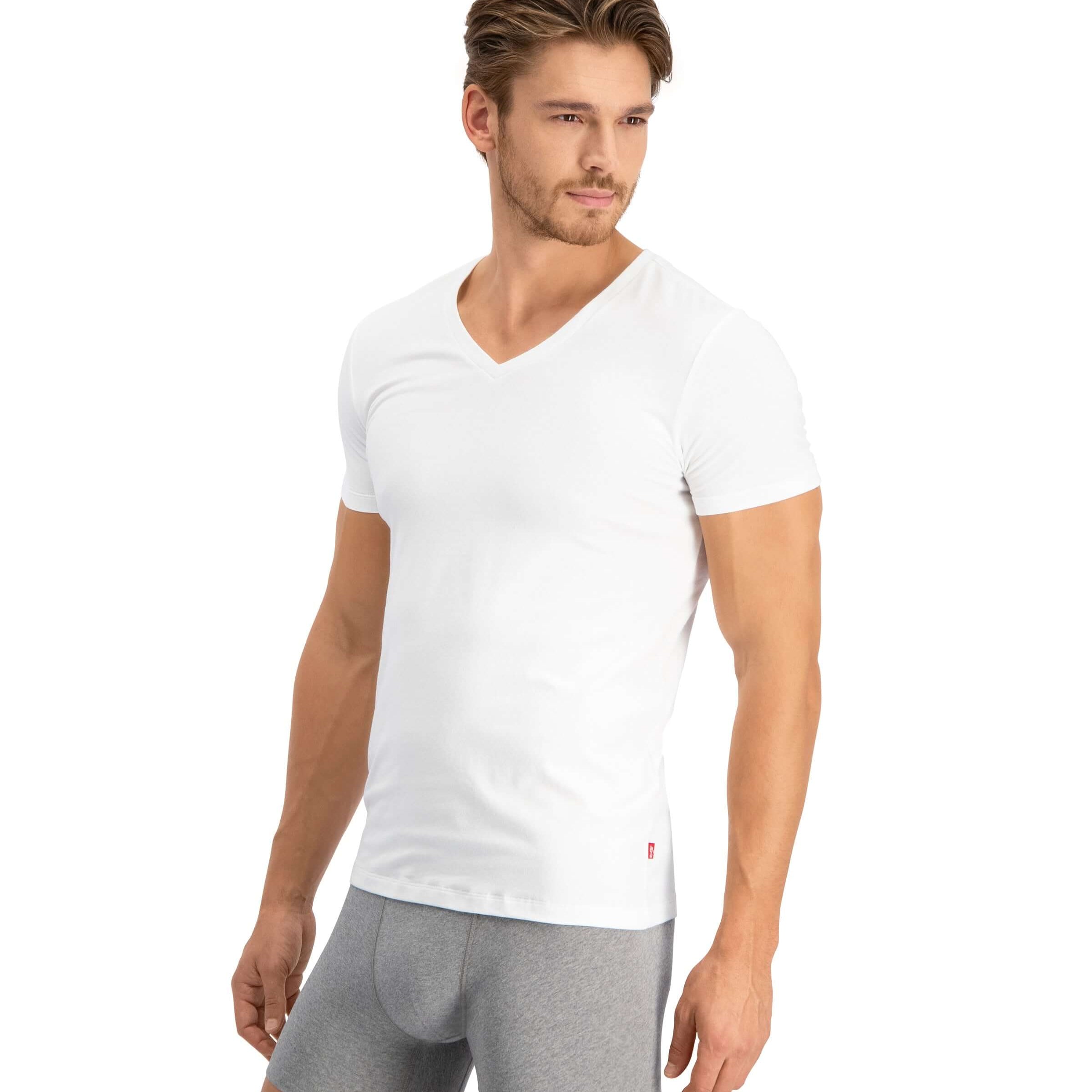 Levi's Premium V-Neck T-Shirt 2 Pack for Men - White