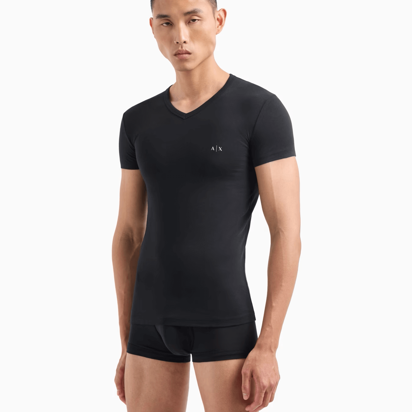 Armani Exchange Pack of 2 jersey t-shirts with V-neck - Black