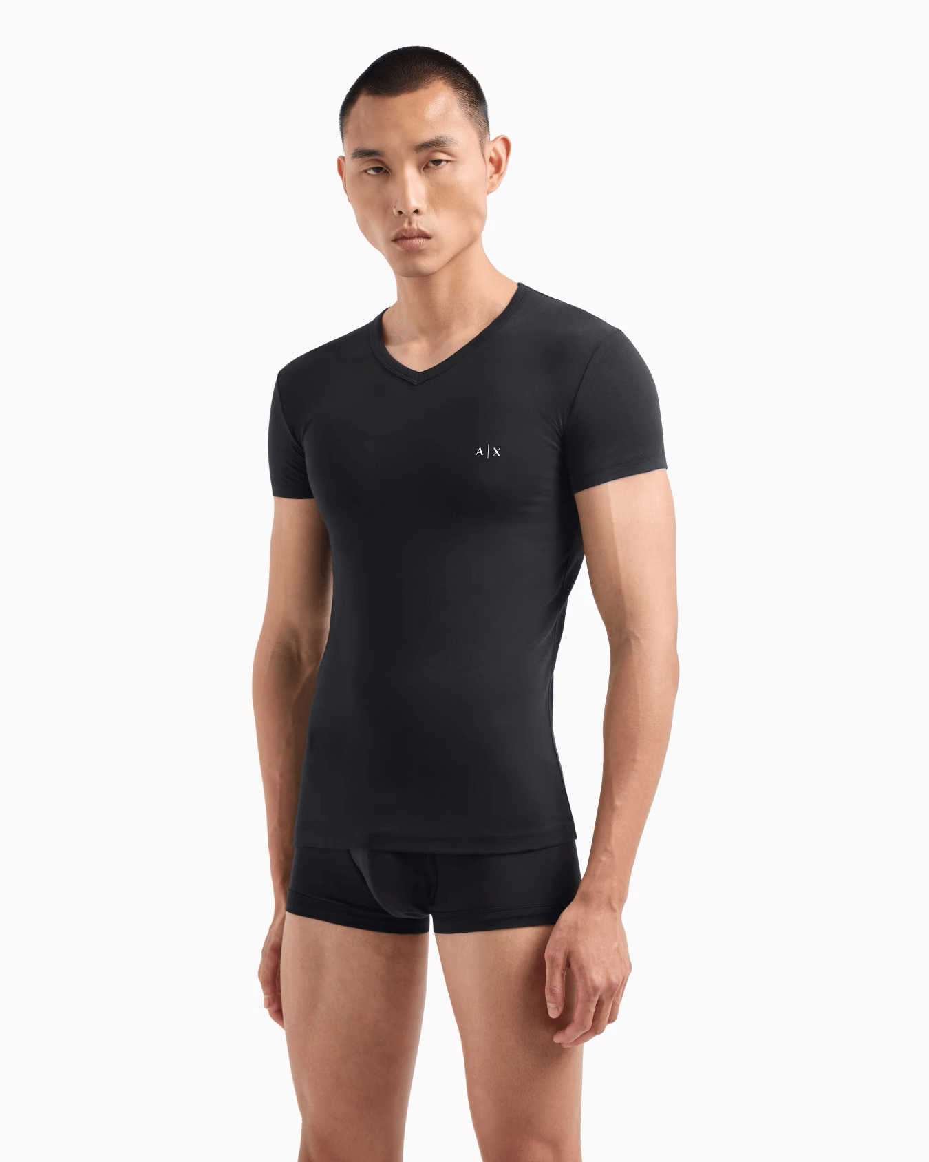 Armani Exchange Pack of 2 jersey t-shirts with V-neck - Black