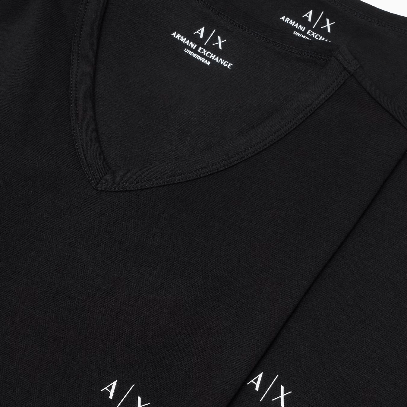Armani Exchange Pack of 2 jersey t-shirts with V-neck - Black