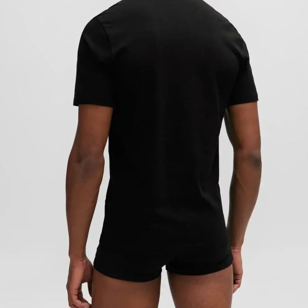 Boss 3 Pack Regular Fit Cotton T-Shirts Logo Embroidered - Burgundy/White/Black