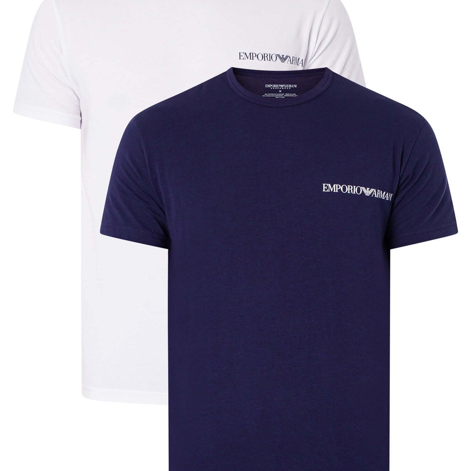 Emporio Armani 2 Pack Crew Neck T-Shirt - White/Eclipse
