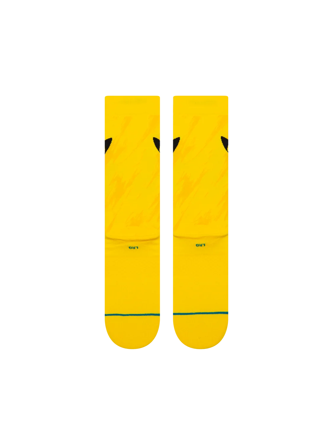 Stance Pikachu Bolt yellow crew socks – back view with tonal lightning bolt design