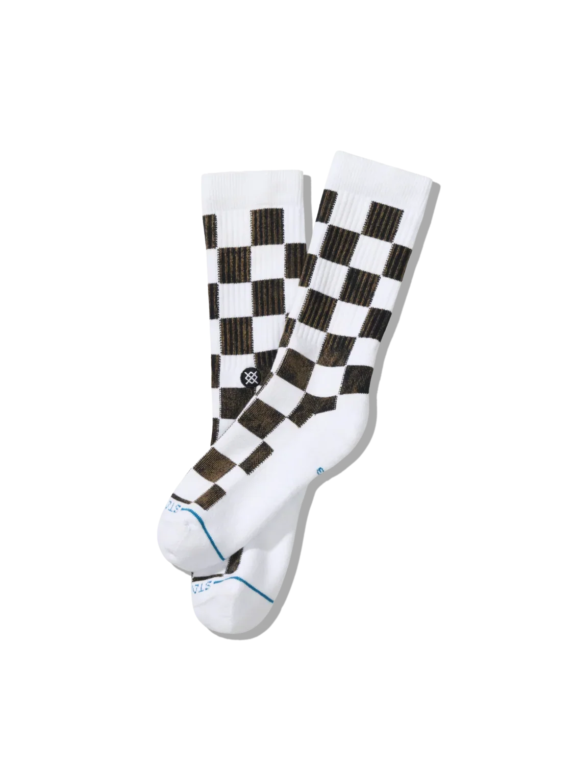 Stance Dance Floor White socks – black checkerboard pattern detail