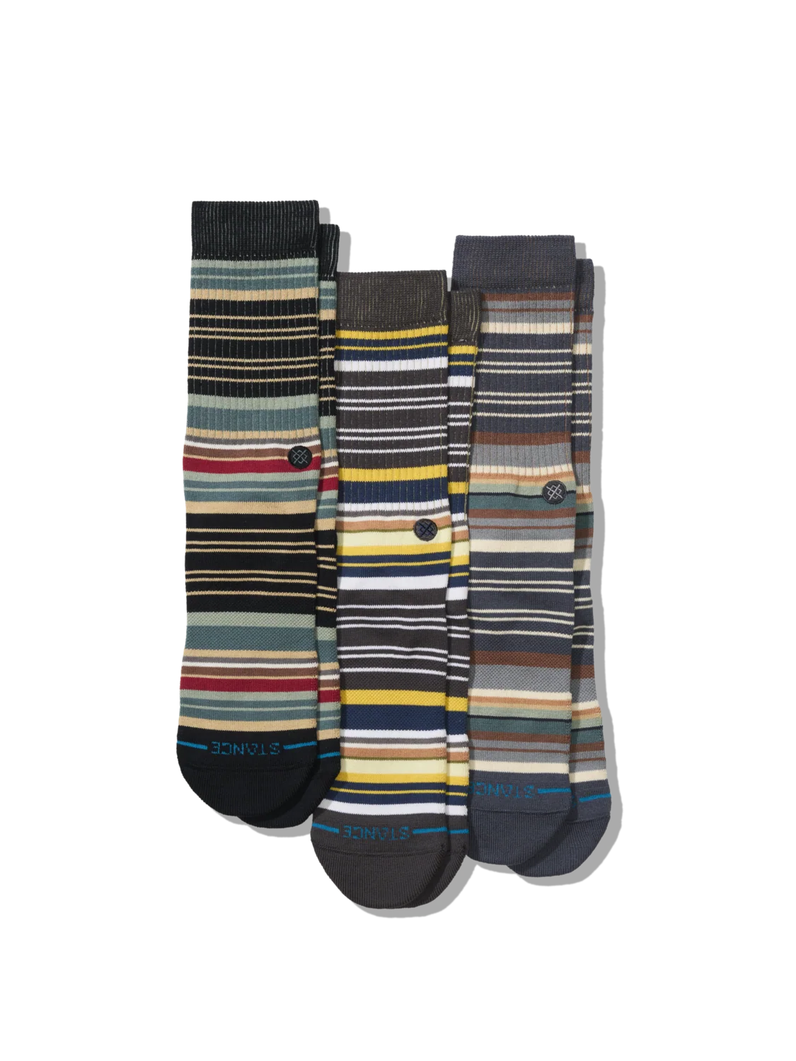 Stance Jorongo three pack striped socks multi colour front view