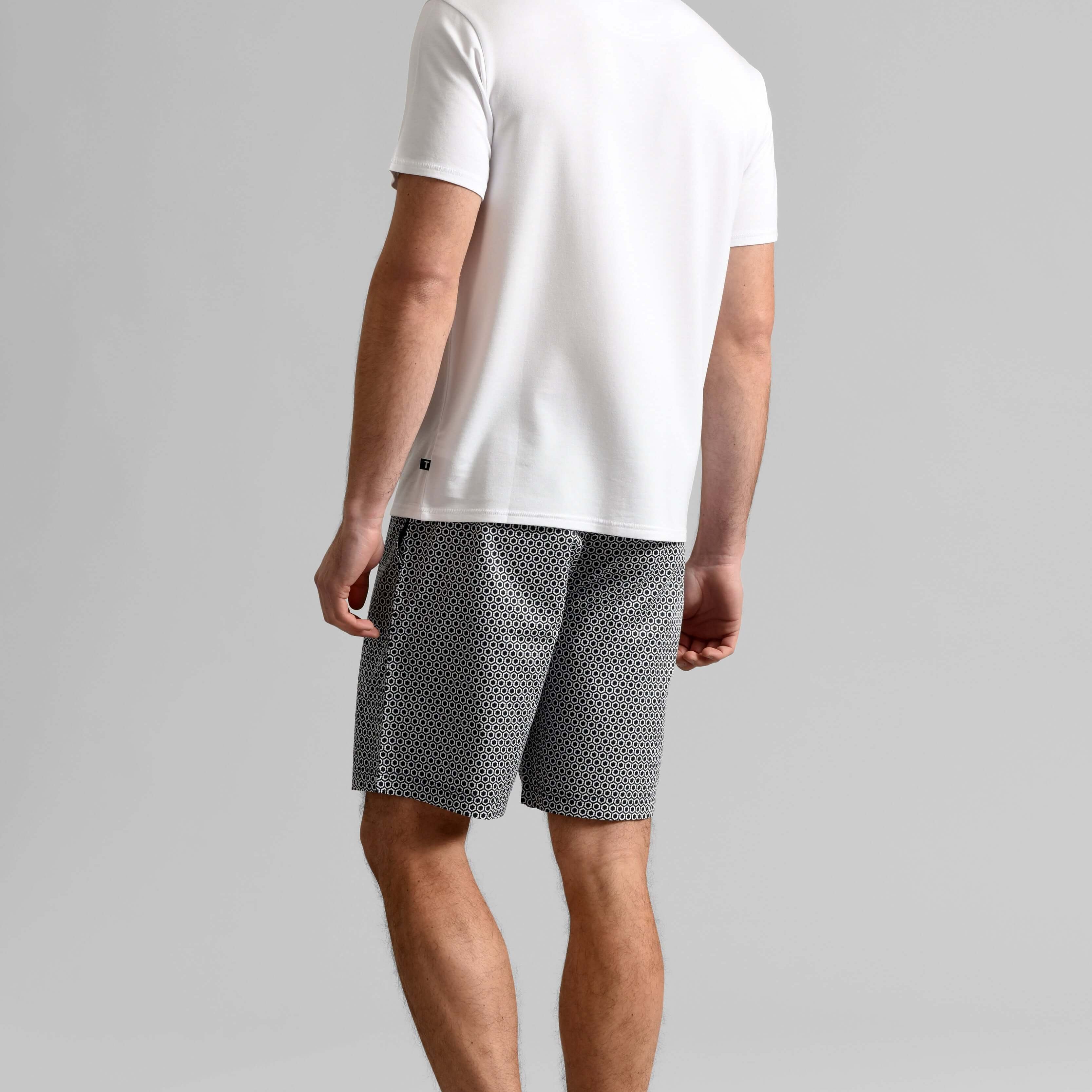 Ted Baker Mens White T-Shirt & Printed Shorts Lounge Set Lounge Set - Modal