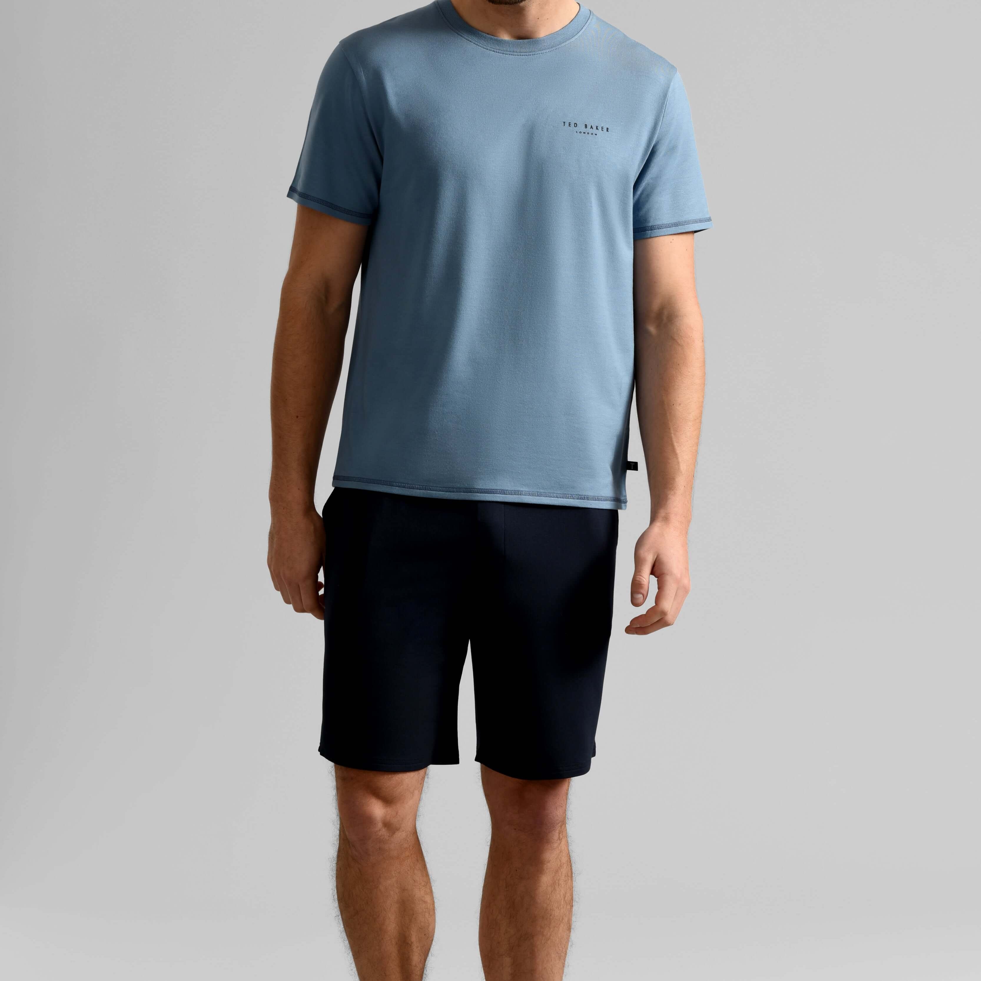 Ted Baker Mens Blue/Navy T-Shirt & Shorts Lounge Set - Modal