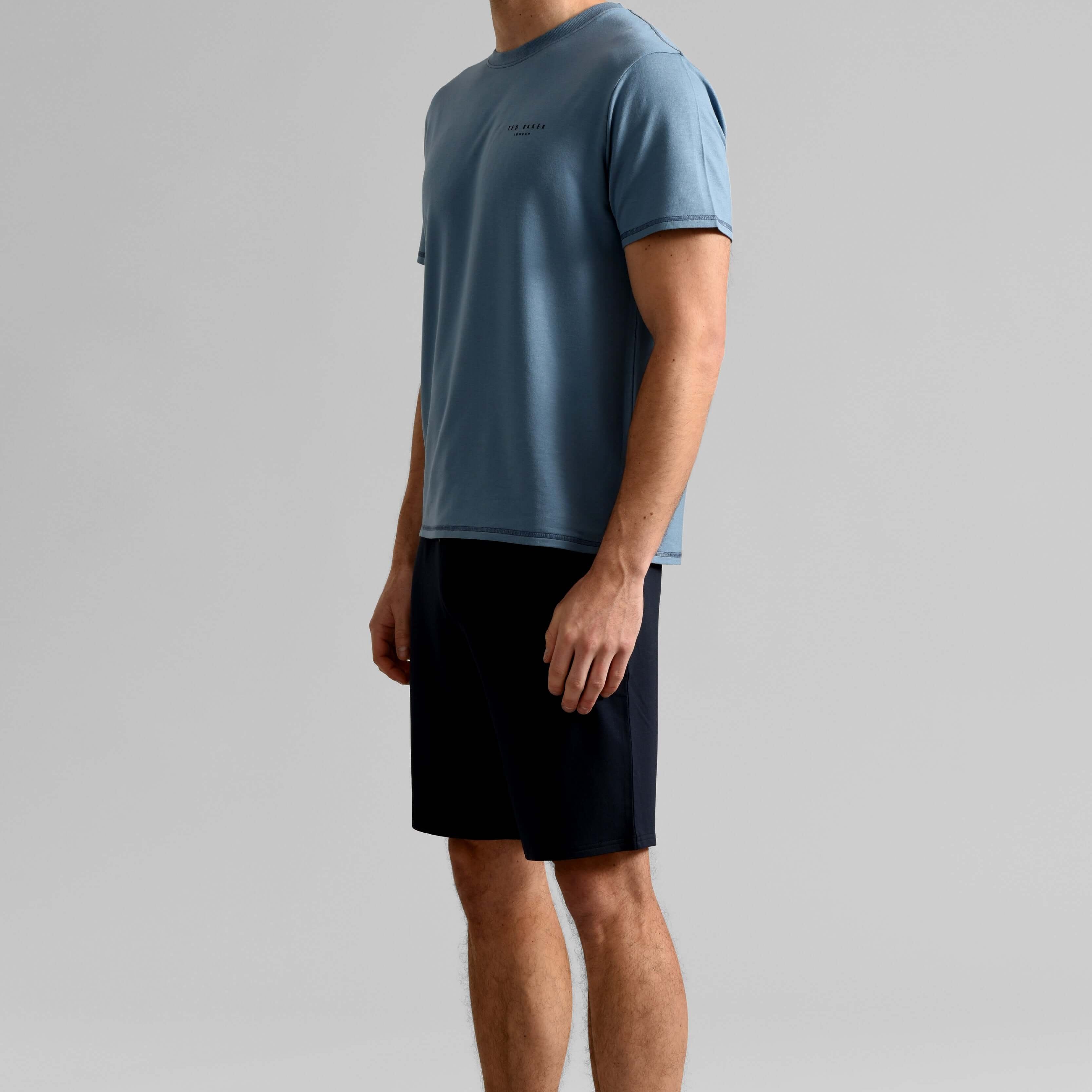 Ted Baker Mens Blue/Navy T-Shirt & Shorts Lounge Set - Modal