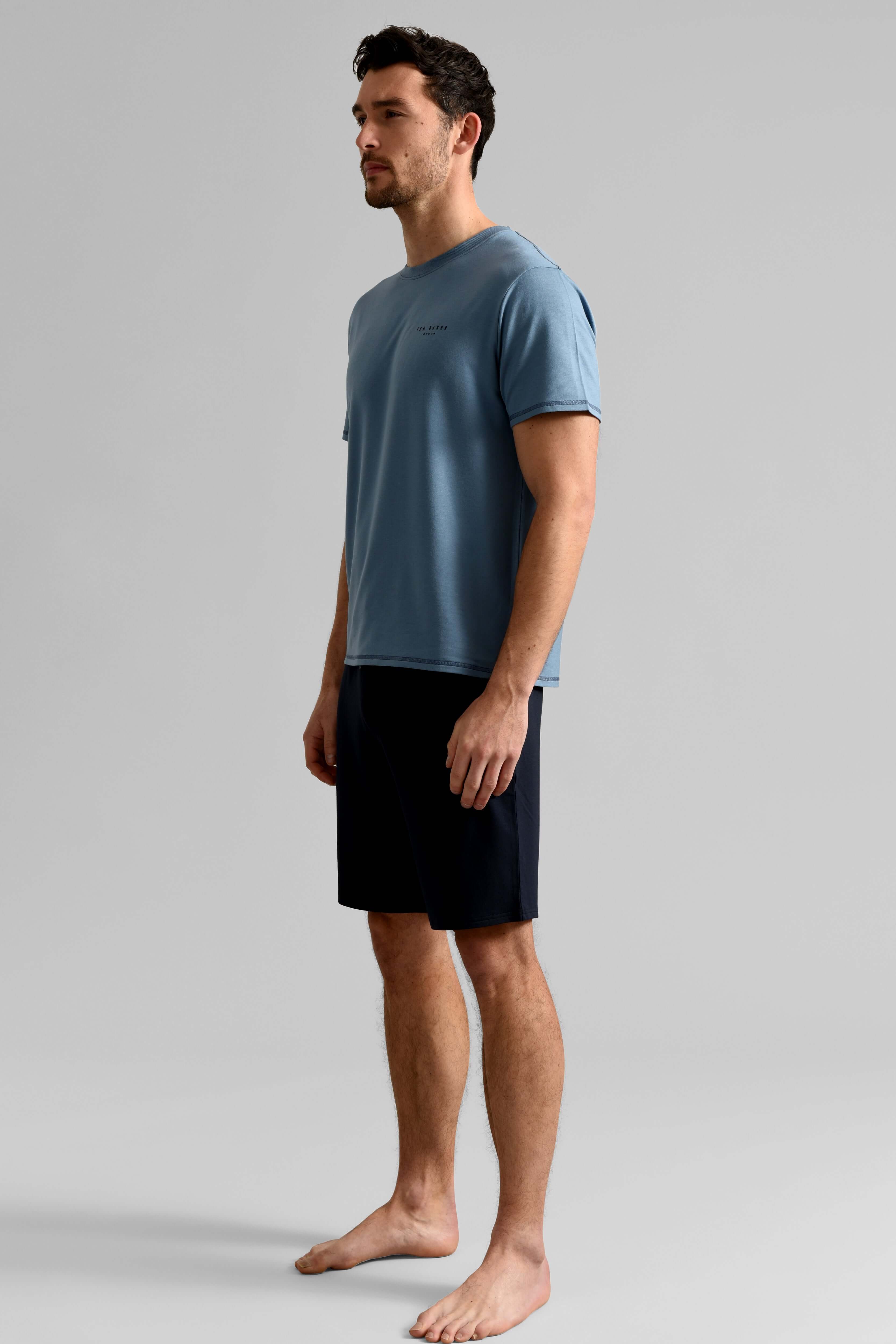 Ted Baker Mens Blue/Navy T-Shirt & Shorts Lounge Set - Modal