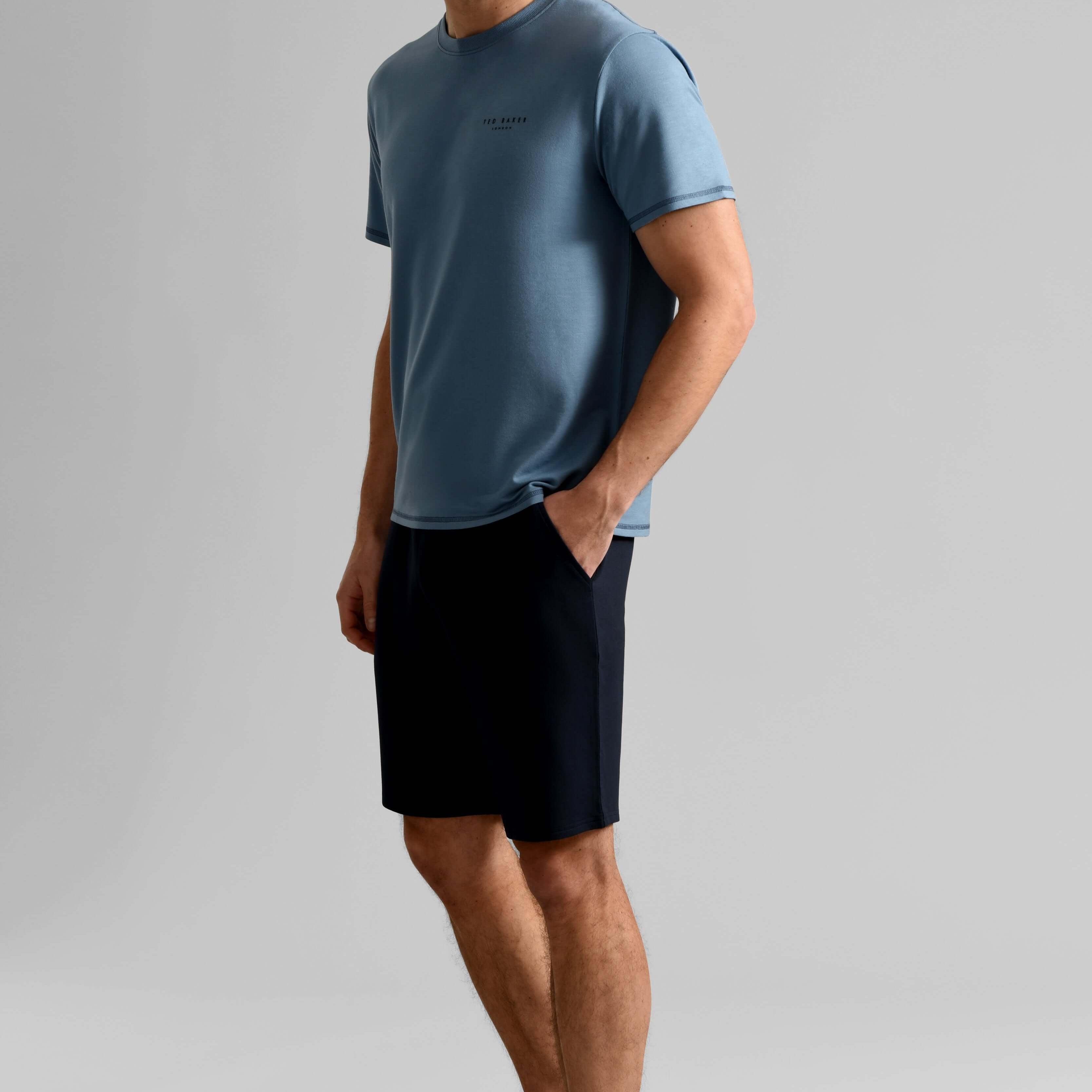 Ted Baker Mens Blue/Navy T-Shirt & Shorts Lounge Set - Modal