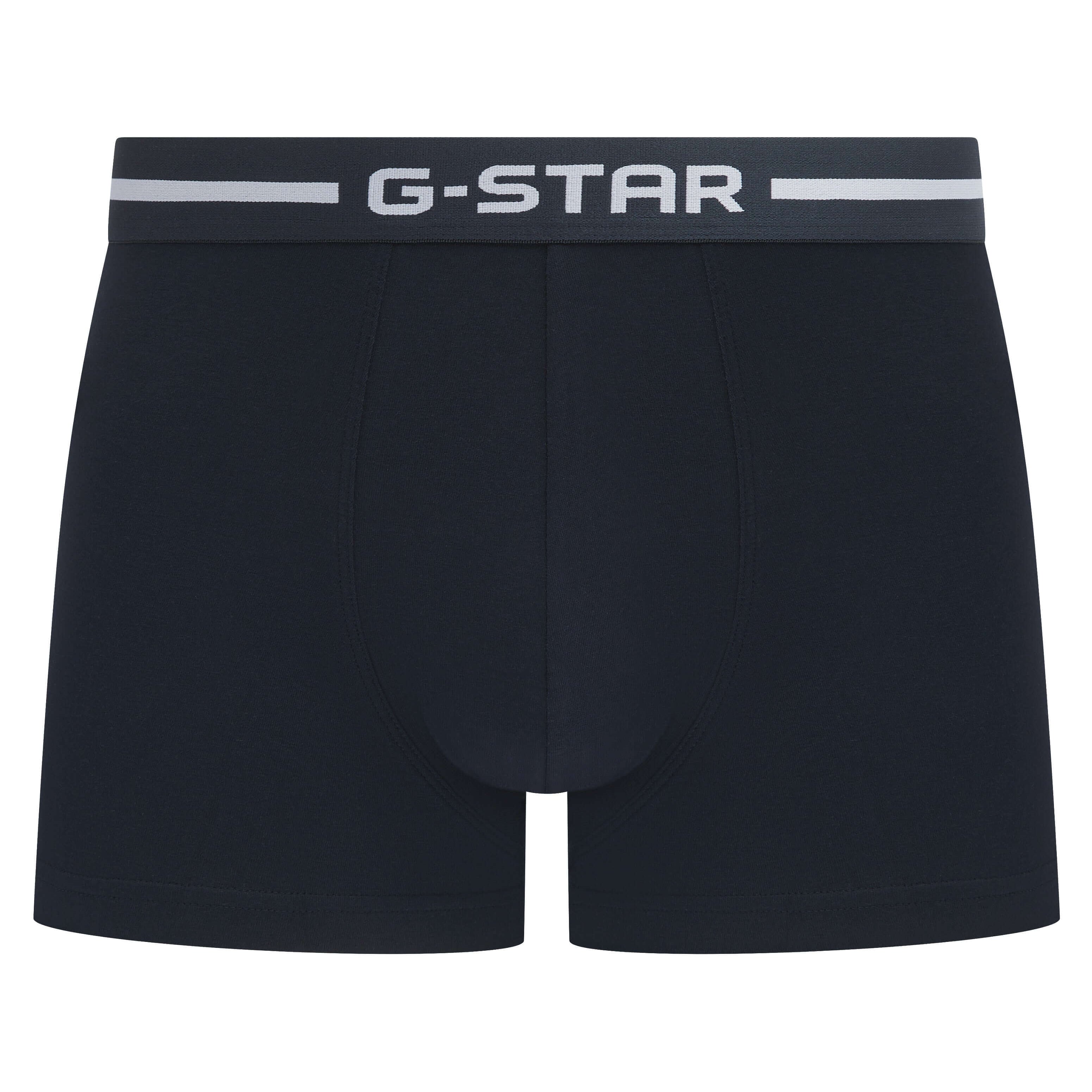 G-Star Men’s 3 Pack Cotton Stretch Trunks – Navy, Denim, Blue | Acre