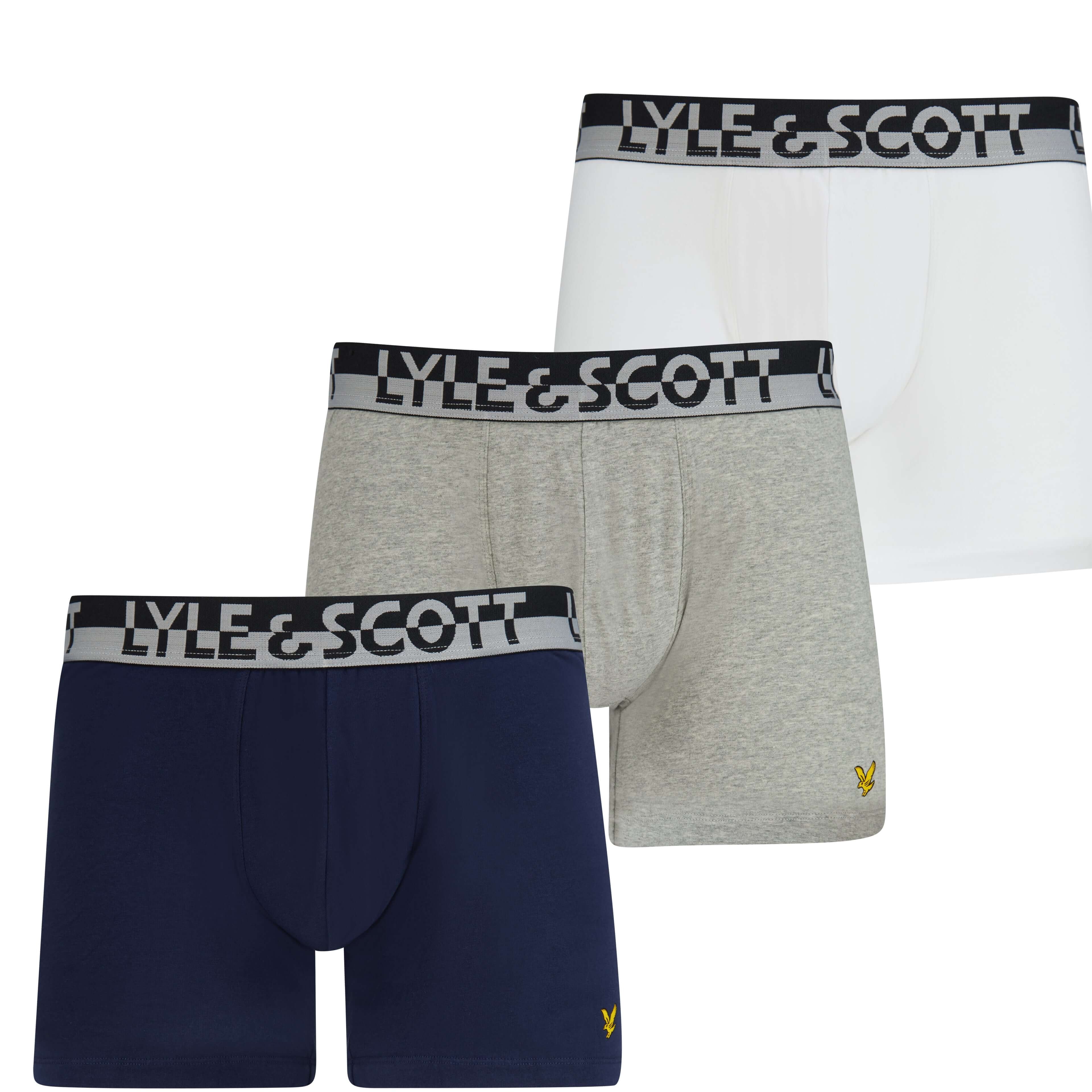Lyle & Scott 3 Pack Men's Ashton Trunks - Grey Marl/Peacoat/White