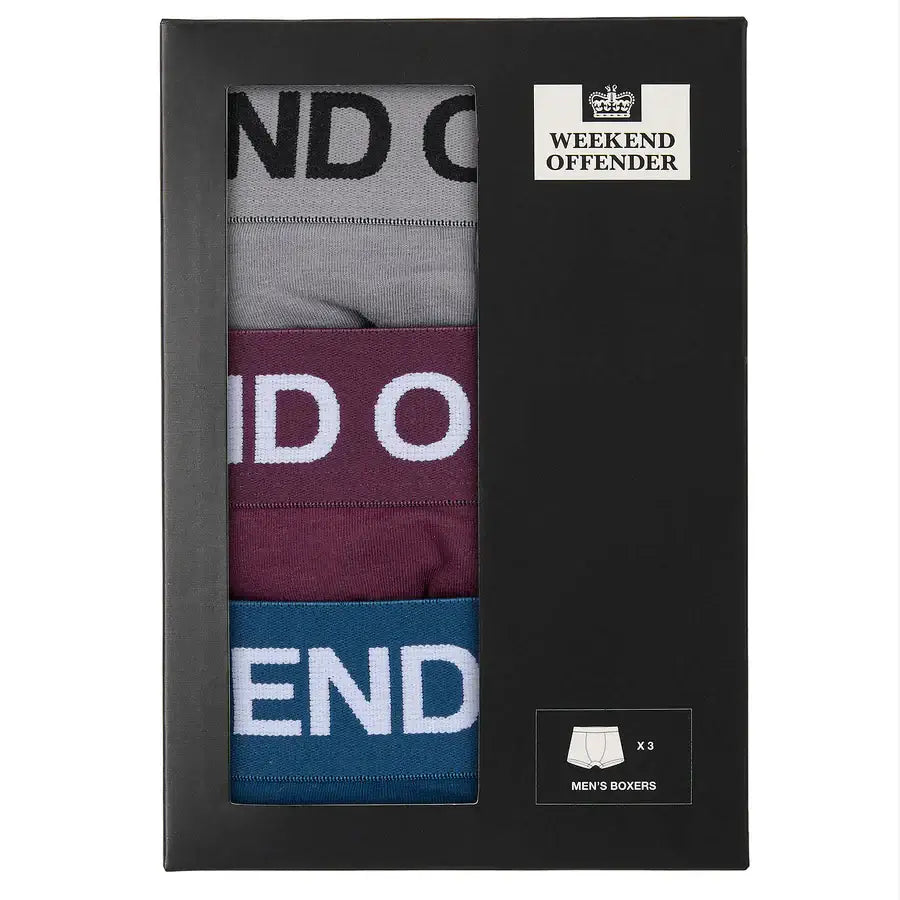 Weekend Offender Boxer Shorts 3 Pack Trunks - Multi Colour