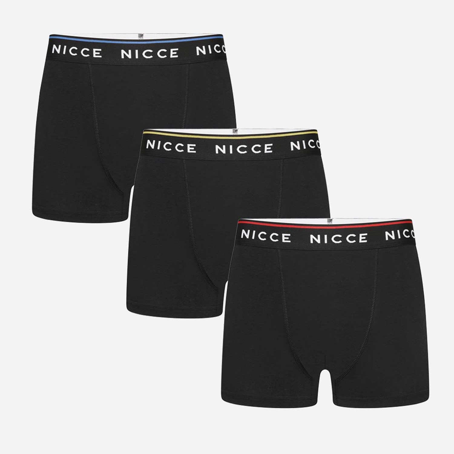 Nicce Men's 3 Pack Cotton Stretch Balbyn Boxers - Black Contrast