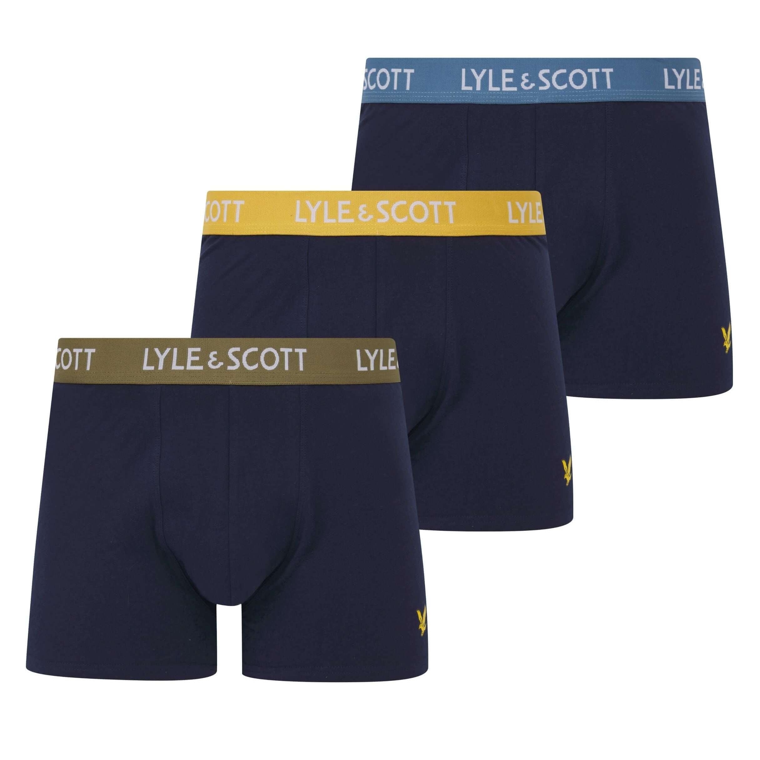 Lyle & Scott 3 Pack Barclay Men's Trunks - Peacoat Multi Waistbands