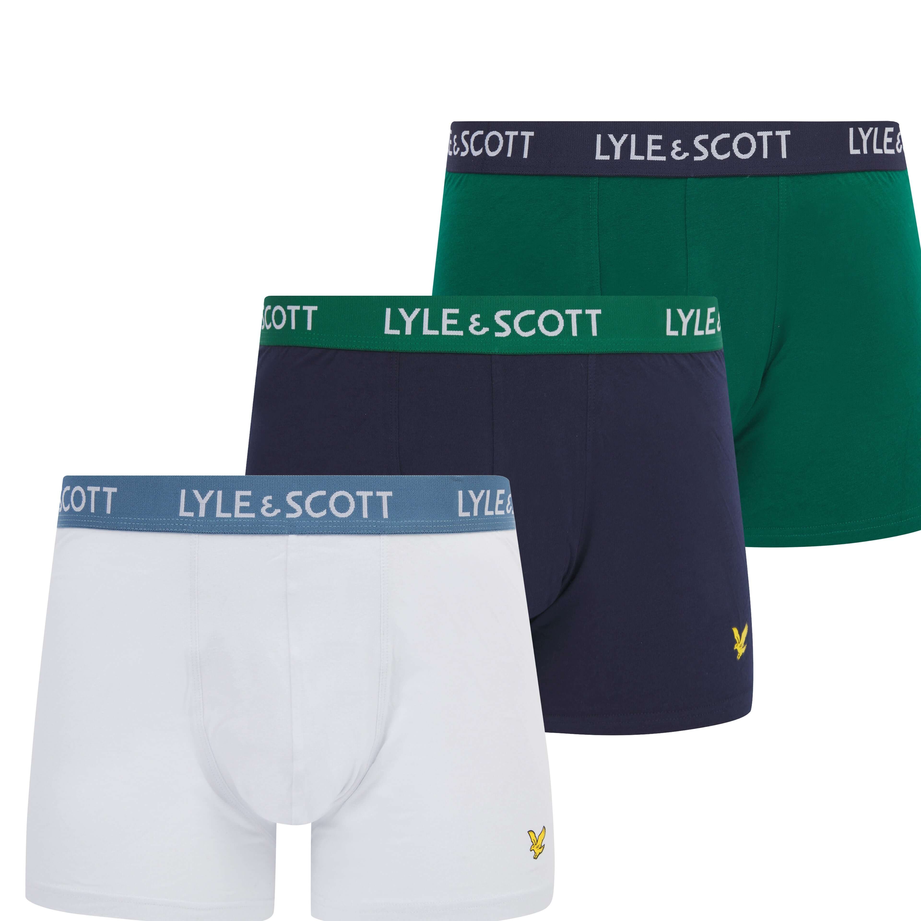 Lyle & Scott 3 Pack Men's Barclay Trunks - Green/White/Navy