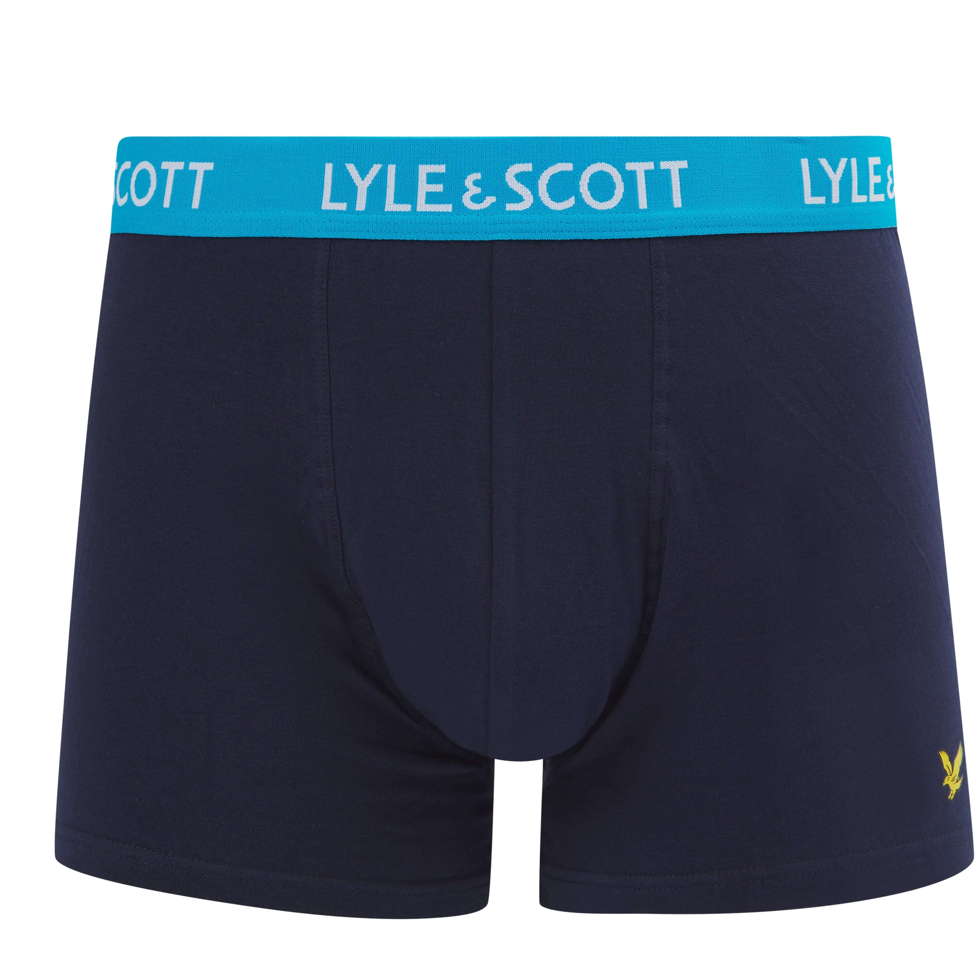 Lyle & Scott 3 Pack Barclay Men's Trunks - Peacoat Multi Coloured Waistbands