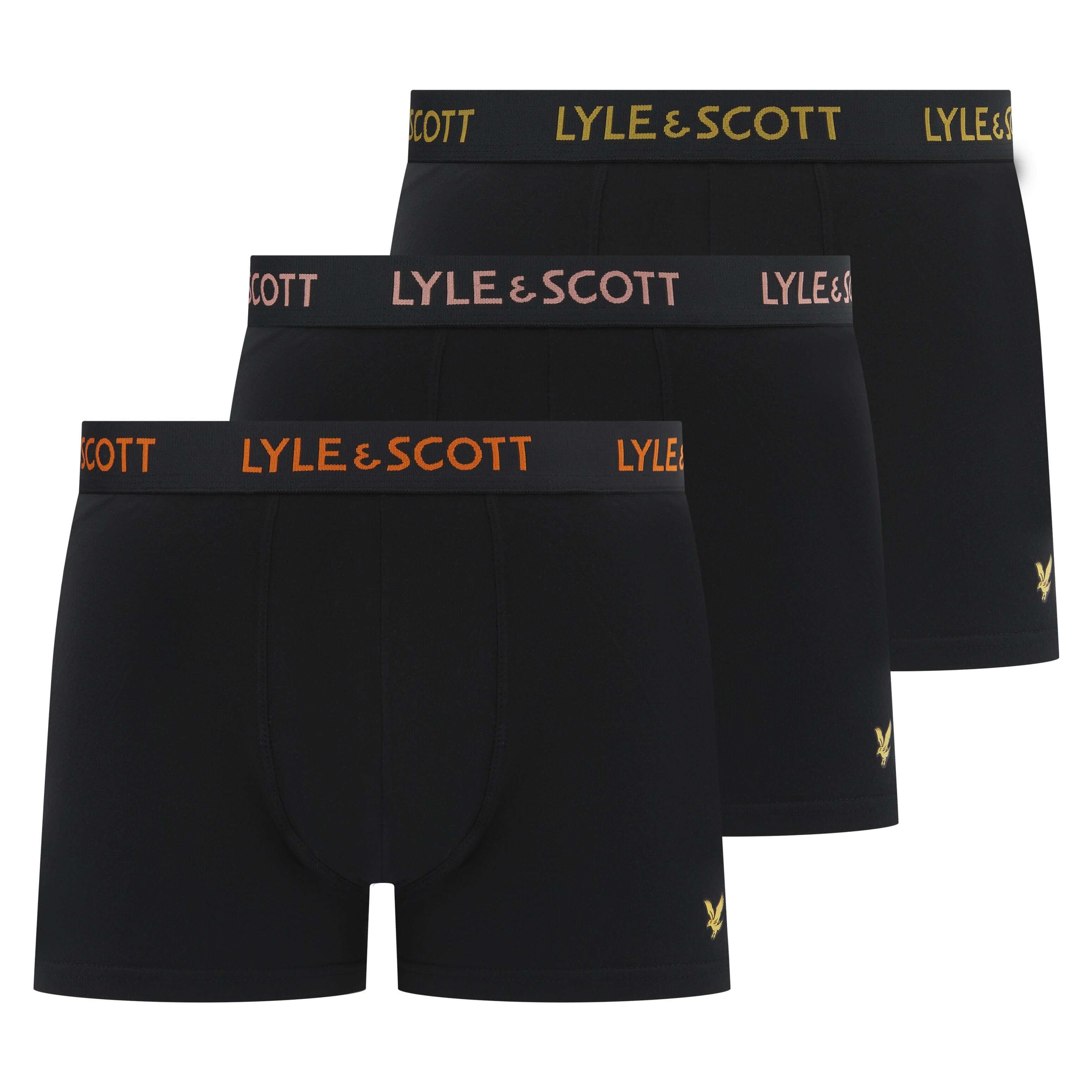 Lyle & Scott 3 Pack Men's Barclay Trunks - Black, Multi Logo