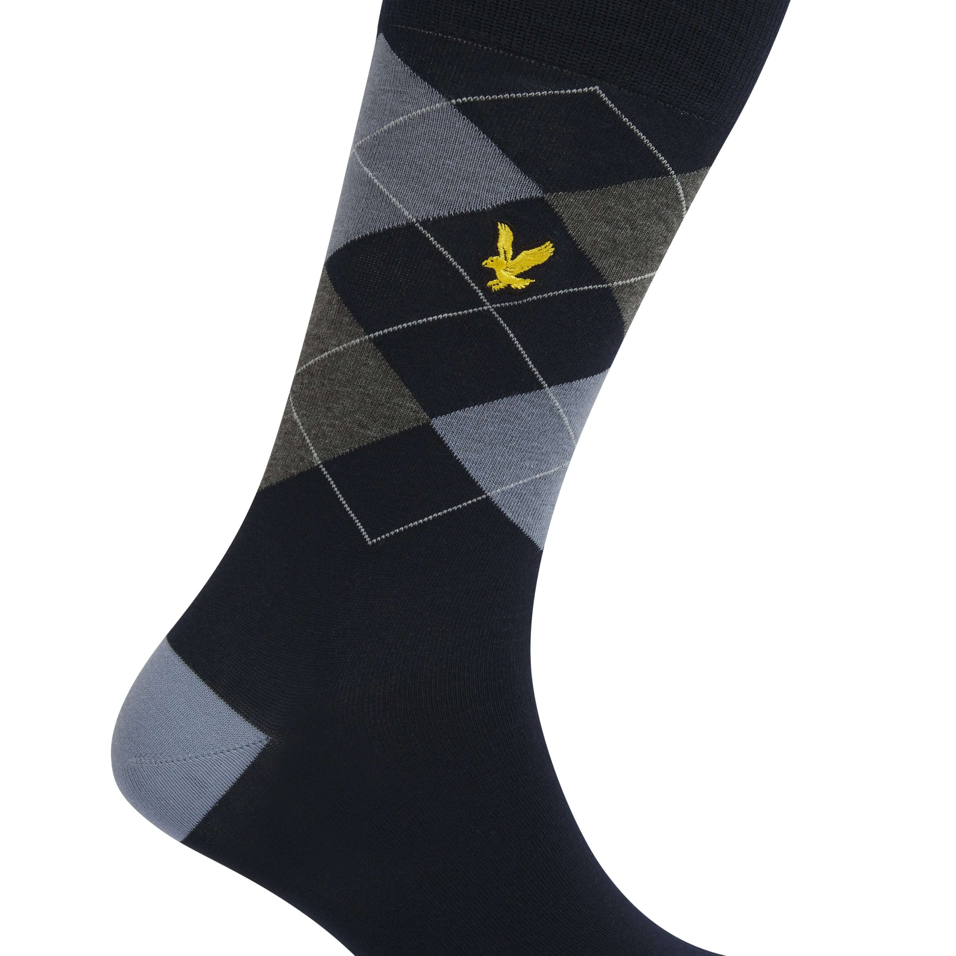 Lyle & Scott 3 Pack Barwood Crew Socks - Argyle / Dark Grey Marl / Stripe