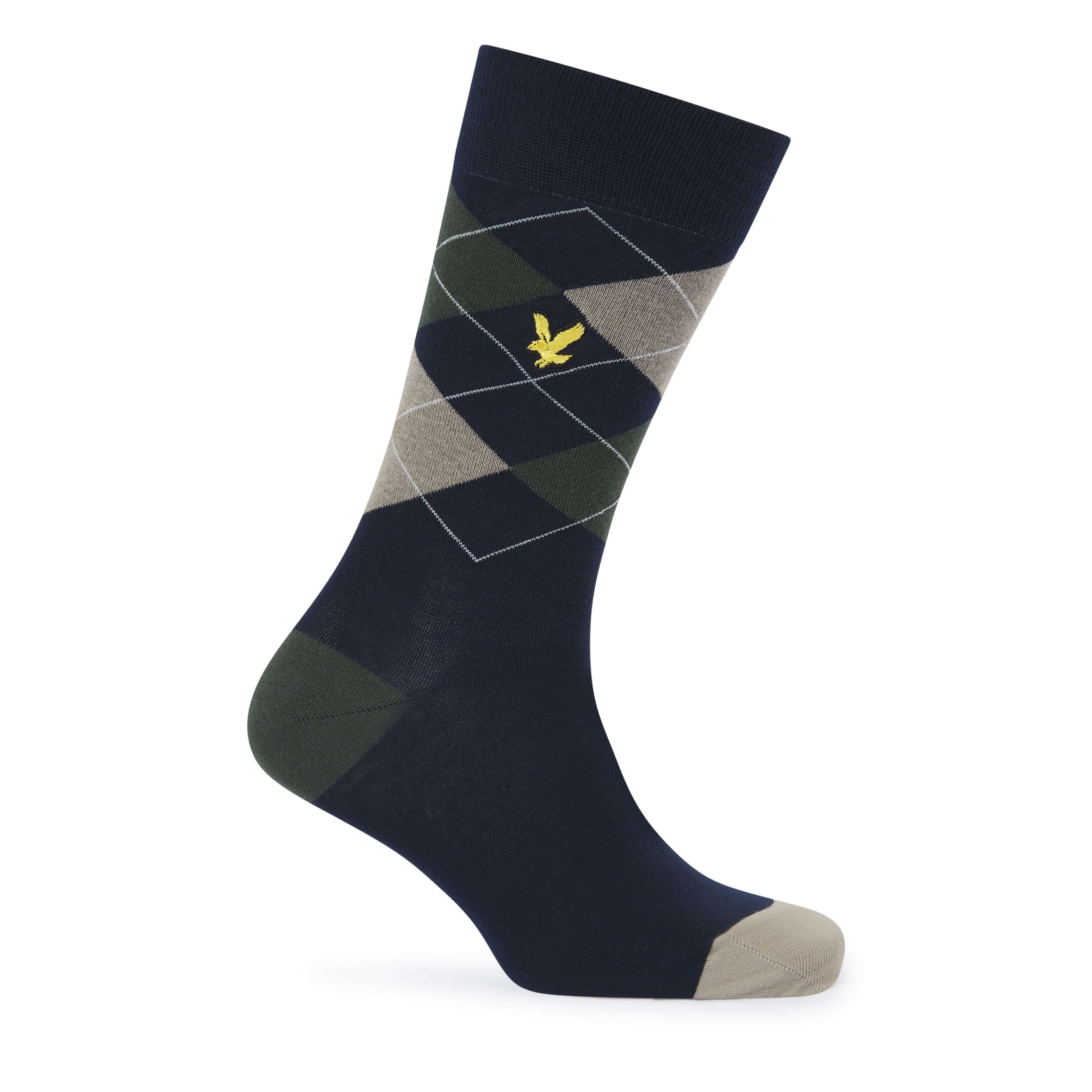 Lyle & Scott 3 Pack Barwood Crew Socks - Argyle / Climbing Ivy / Stripe