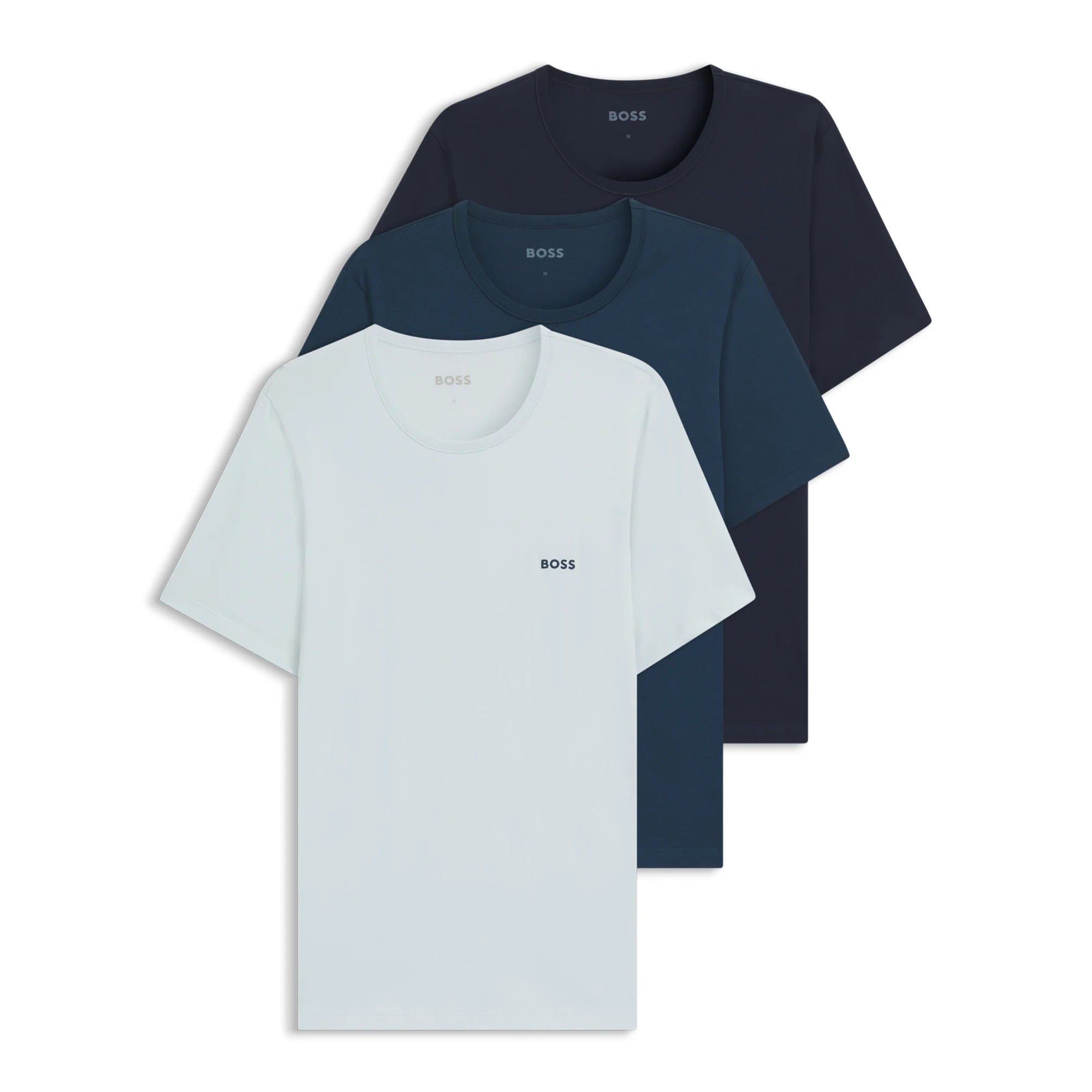 BOSS 3-Pack Cotton Underwear T-Shirts with Logo – Blue Multi