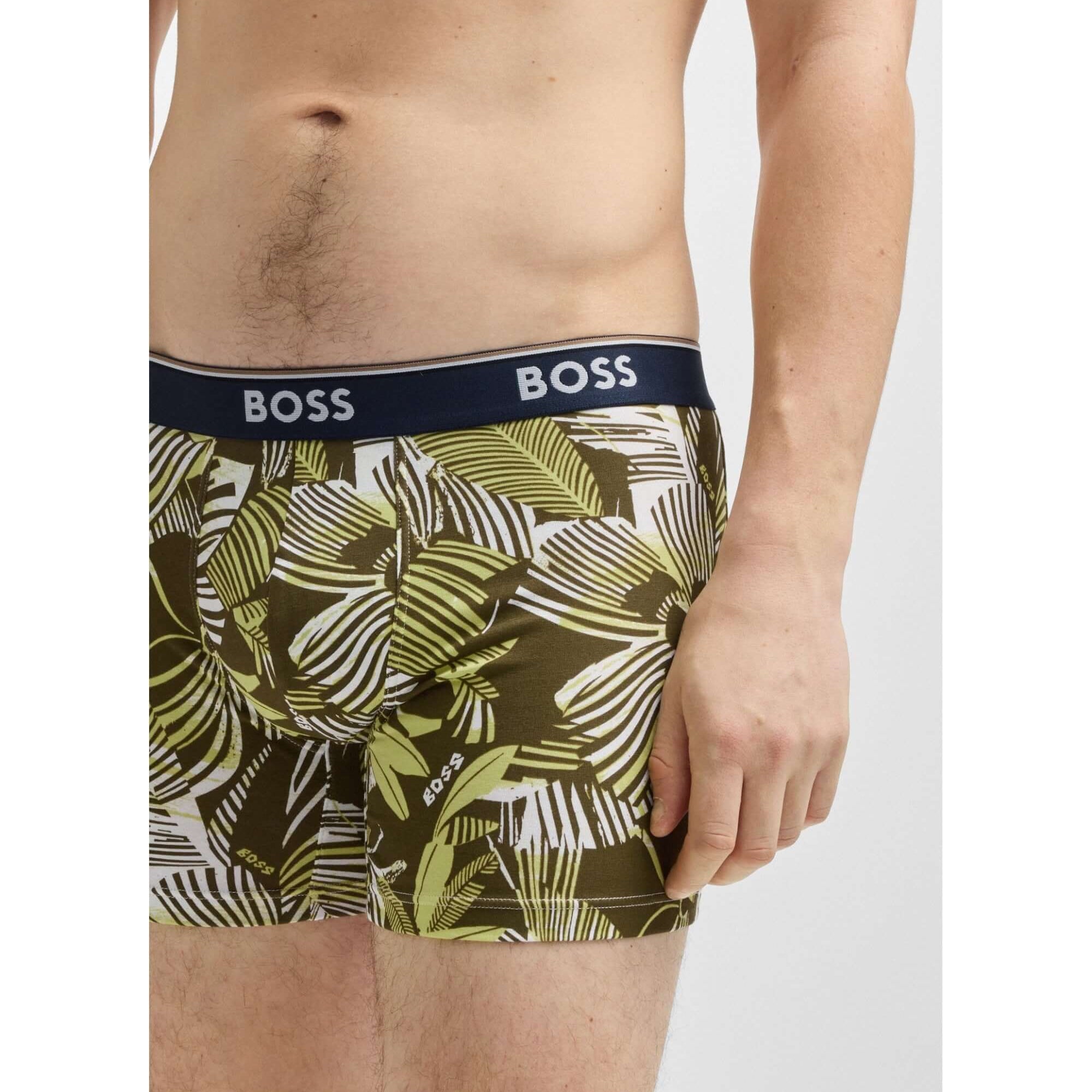 Boss 3 Pack of Stretch Cotton Power Boxer Briefs - Olive / Black / Camo