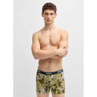 Boss 3 Pack of Stretch Cotton Power Boxer Briefs - Olive / Black / Camo