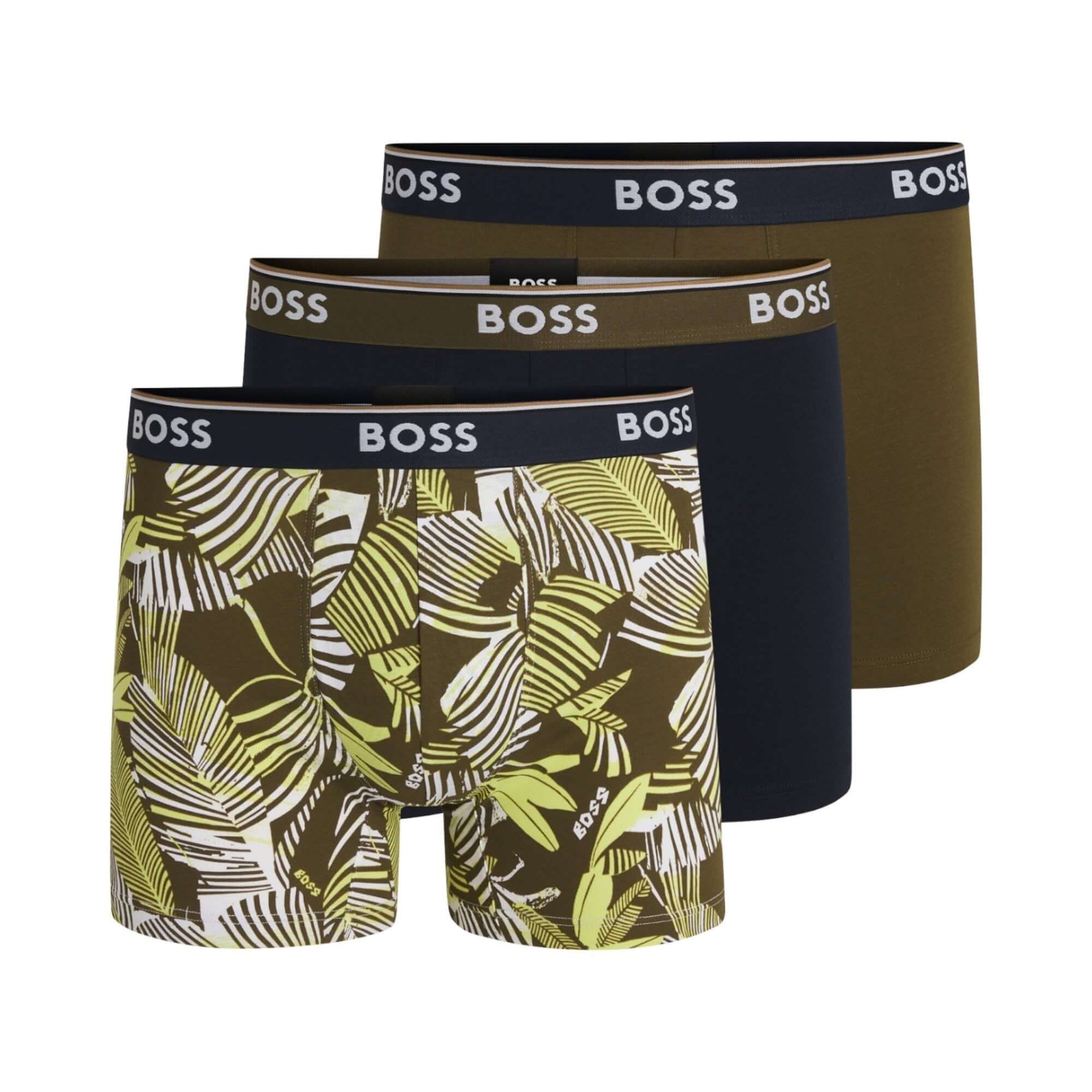 Boss 3 Pack of Stretch Cotton Power Boxer Briefs - Olive / Black / Camo
