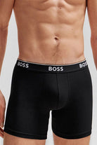 BOSS Men's Long Boxer Briefs – 3 Pack, Black | Stretch Cotton Underwear