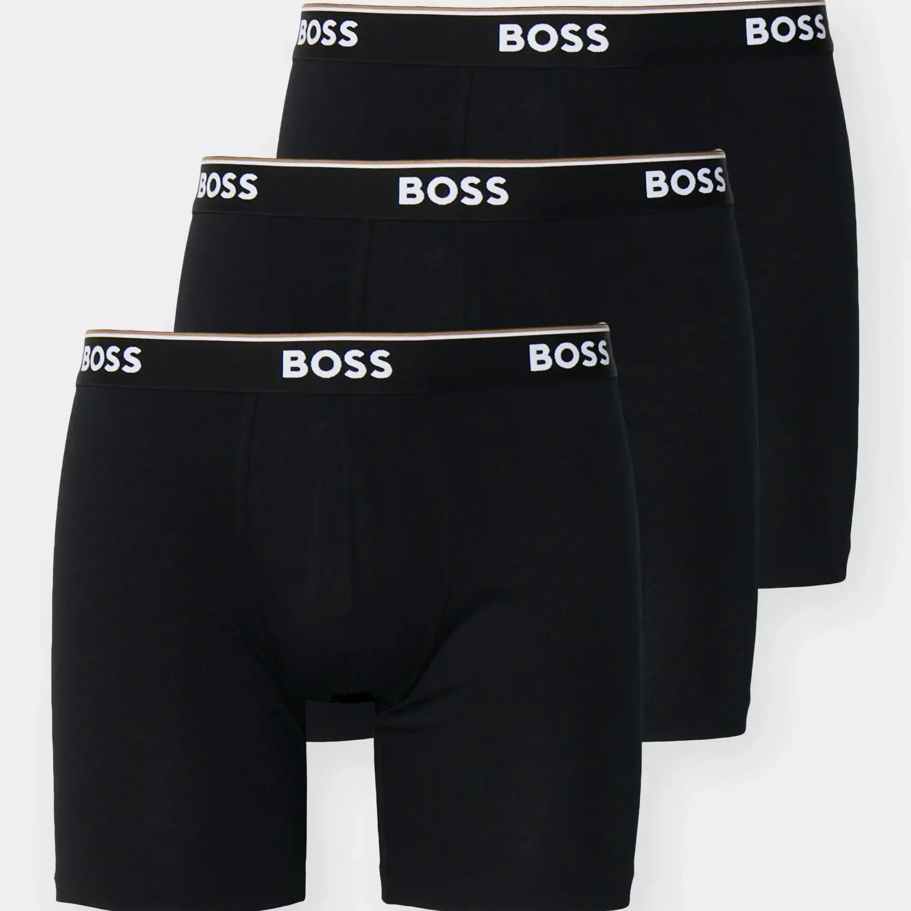 BOSS Men's Long Boxer Briefs – 3 Pack, Black | Stretch Cotton Underwear