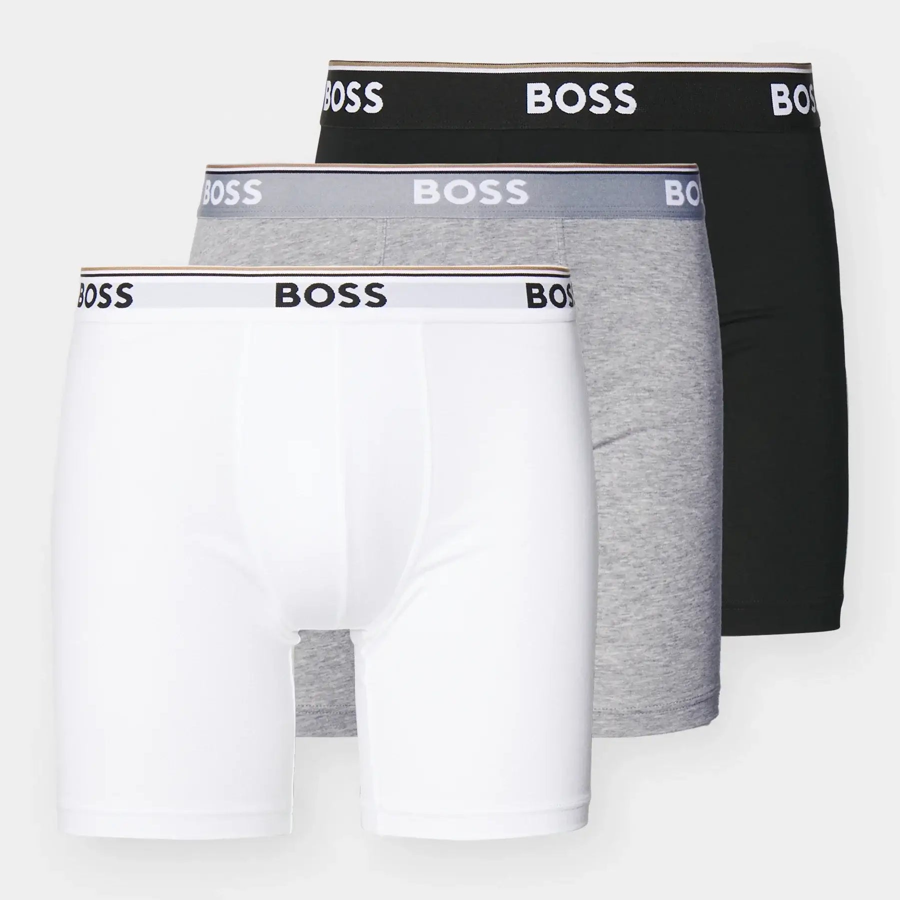 BOSS Men's Long Boxer Briefs – 3 Pack (Black / White / Grey )