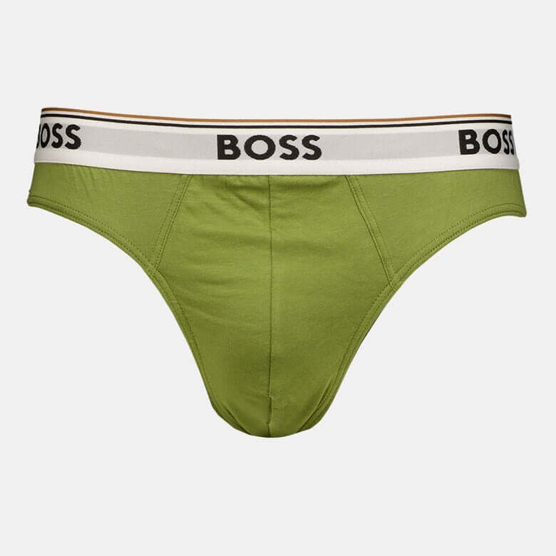 BOSS Men's 3 Pack Stretch Cotton Briefs - Green/Black/Olive