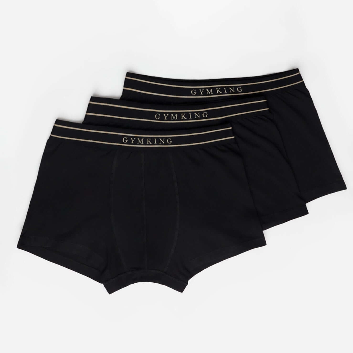 Gym King 3 Pack Men's Boxers, Cotton Stretch Trunks - Black/Gold