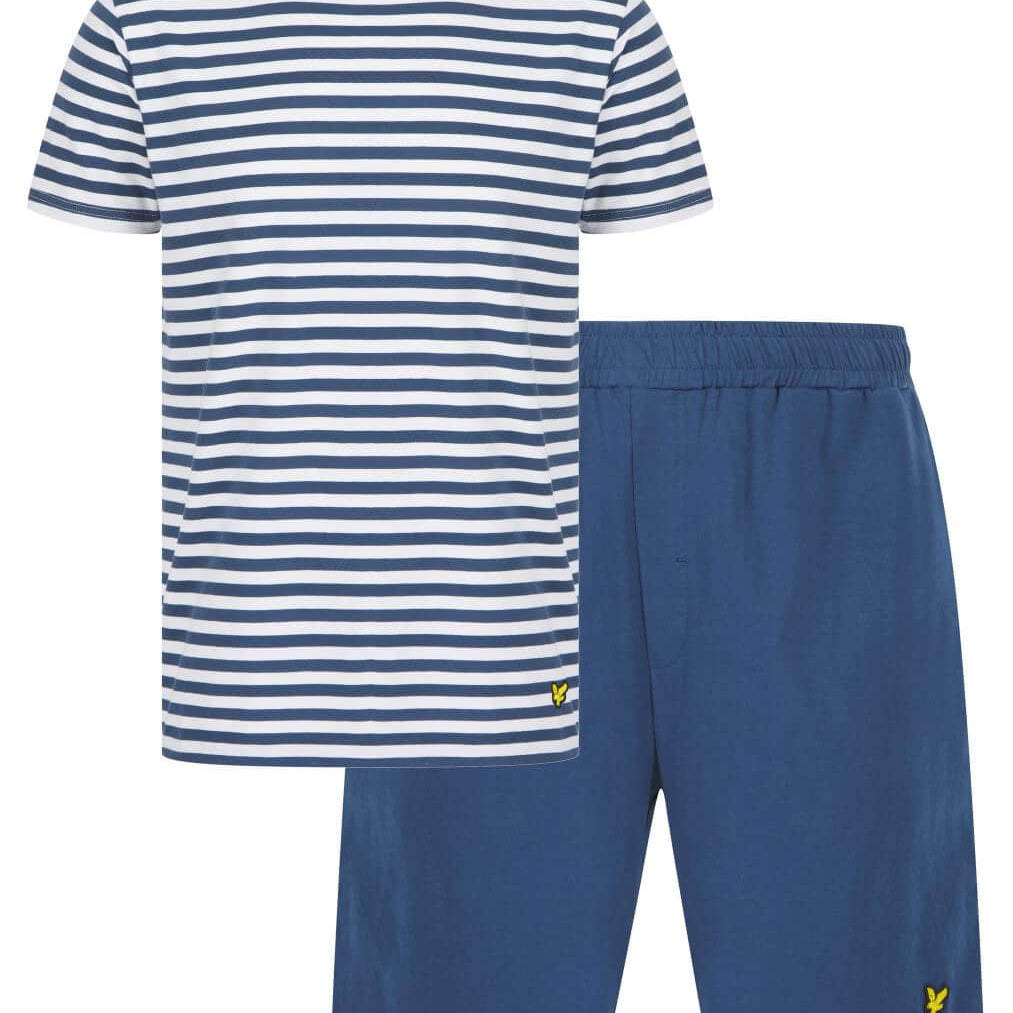 Lyle & Scott Brock Short Pyjama Set - Bright White/Dark Denim