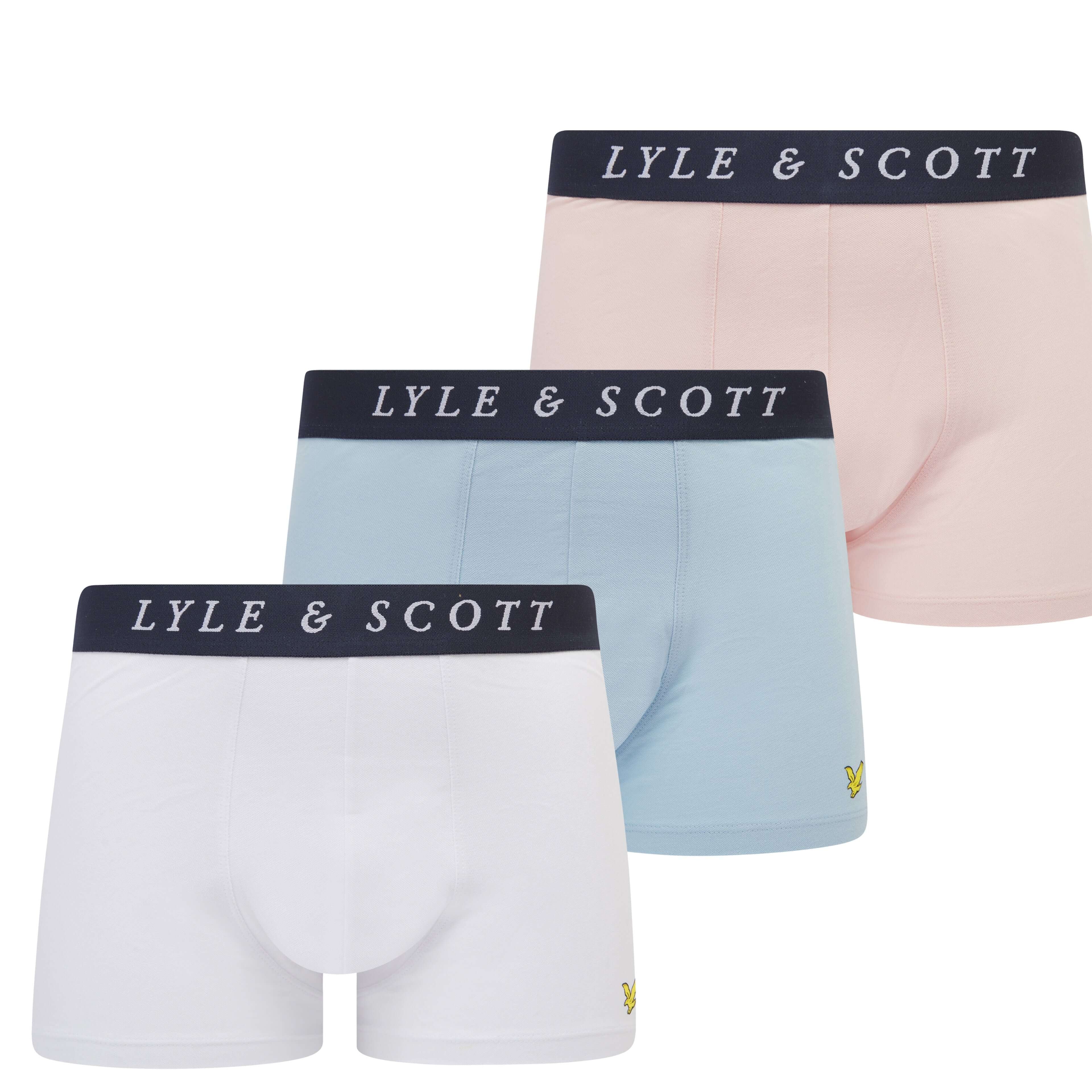 Lyle & Scott Multi Underwear Trunks 3 Pack - Blue/White/Ballet Slipper