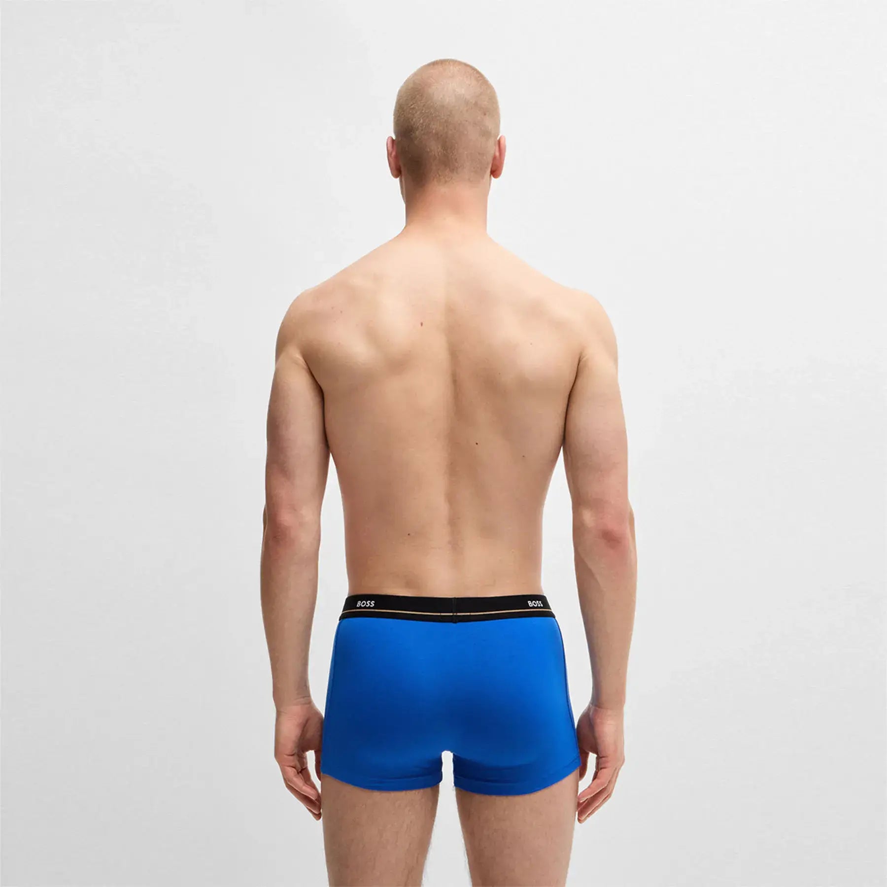 Boss 5 Pack Cotton Stretch Trunks with Logo Waistbands - Blue / Black / Red
