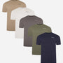 Nicce Men's 5 Pack 100% Cotton T-Shirts - Navy/Olive/Grey/White/Lt Brown