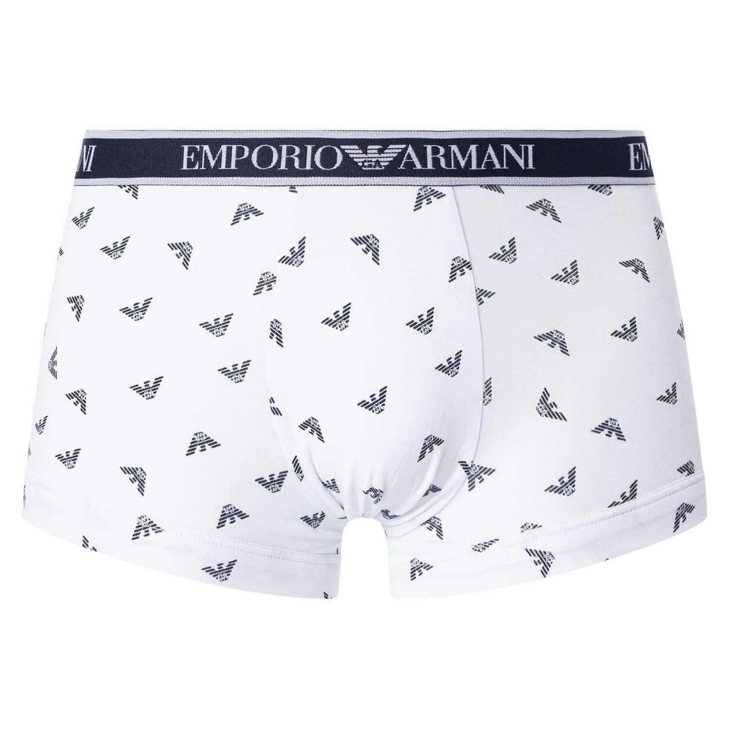 Emporio Armani 3 Pack Trunks Stretch Cotton - Blue/White Pattern