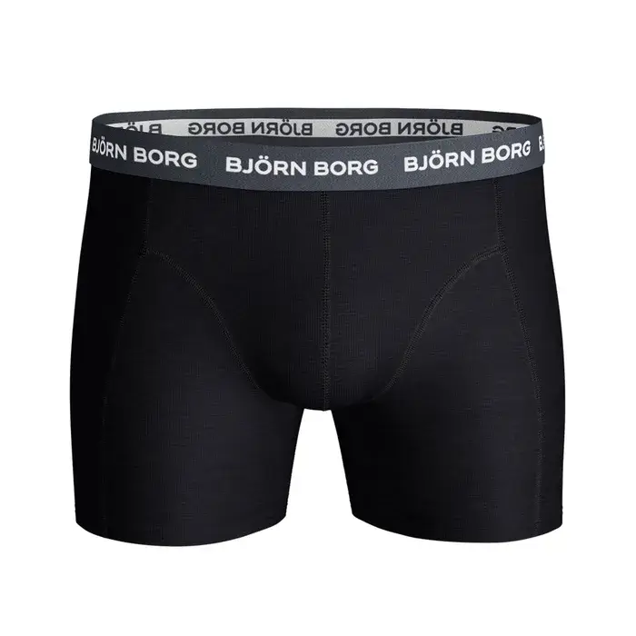 Bjorn Borg Cotton Stretch Boxer Trunks 3 Pack - Black, Contrast Solids Boxershorts