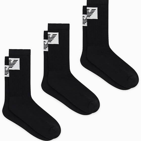 Emporio Armani 3-Pack Men’s Short Socks – Black