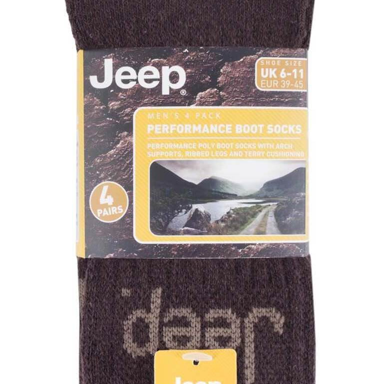 Jeep Mens 4 Pack Performance Boot Socks - BRNETH