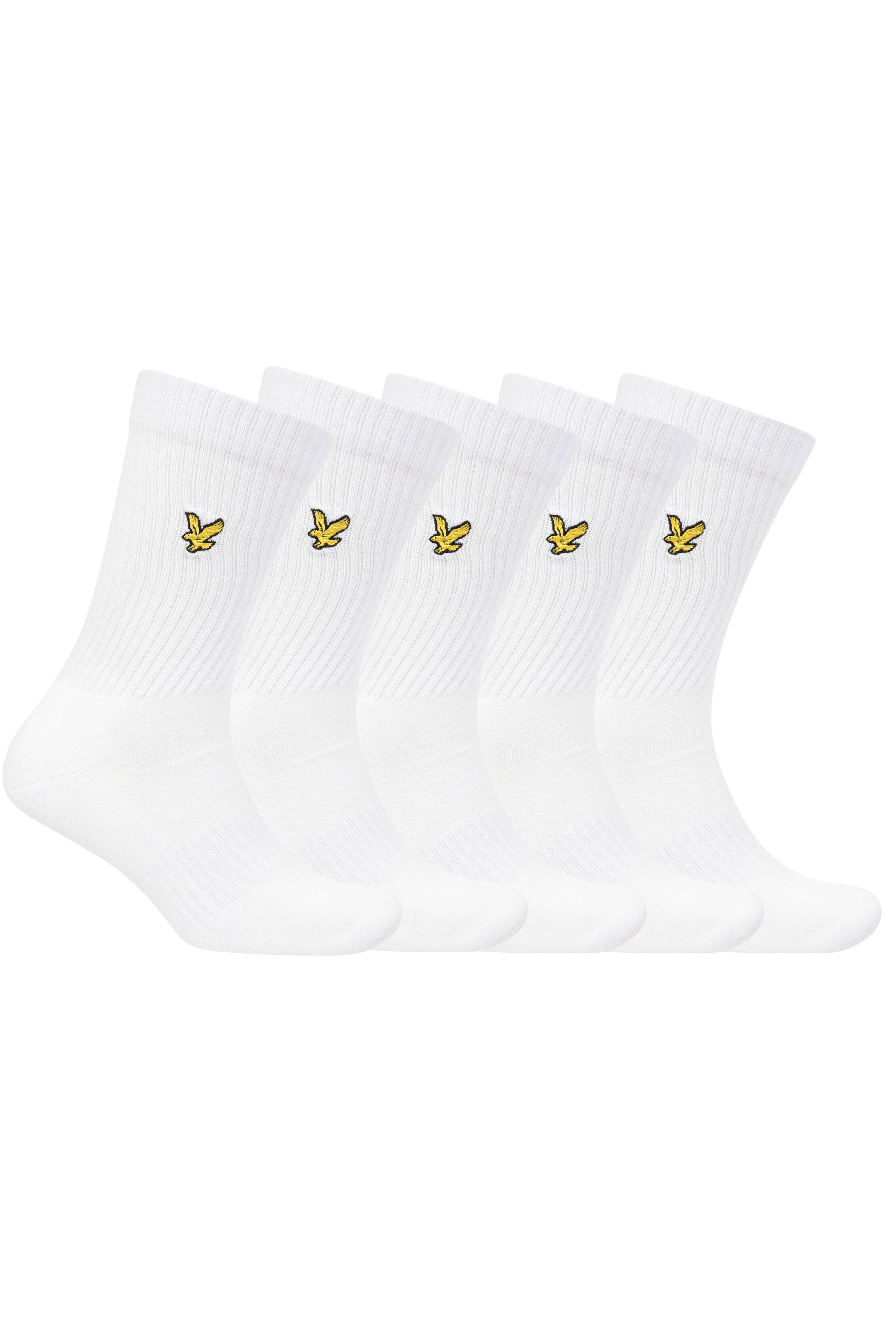Lyle & Scott Men's 5 Pack Camdyn Sport Socks – Soft Cotton Blend, White