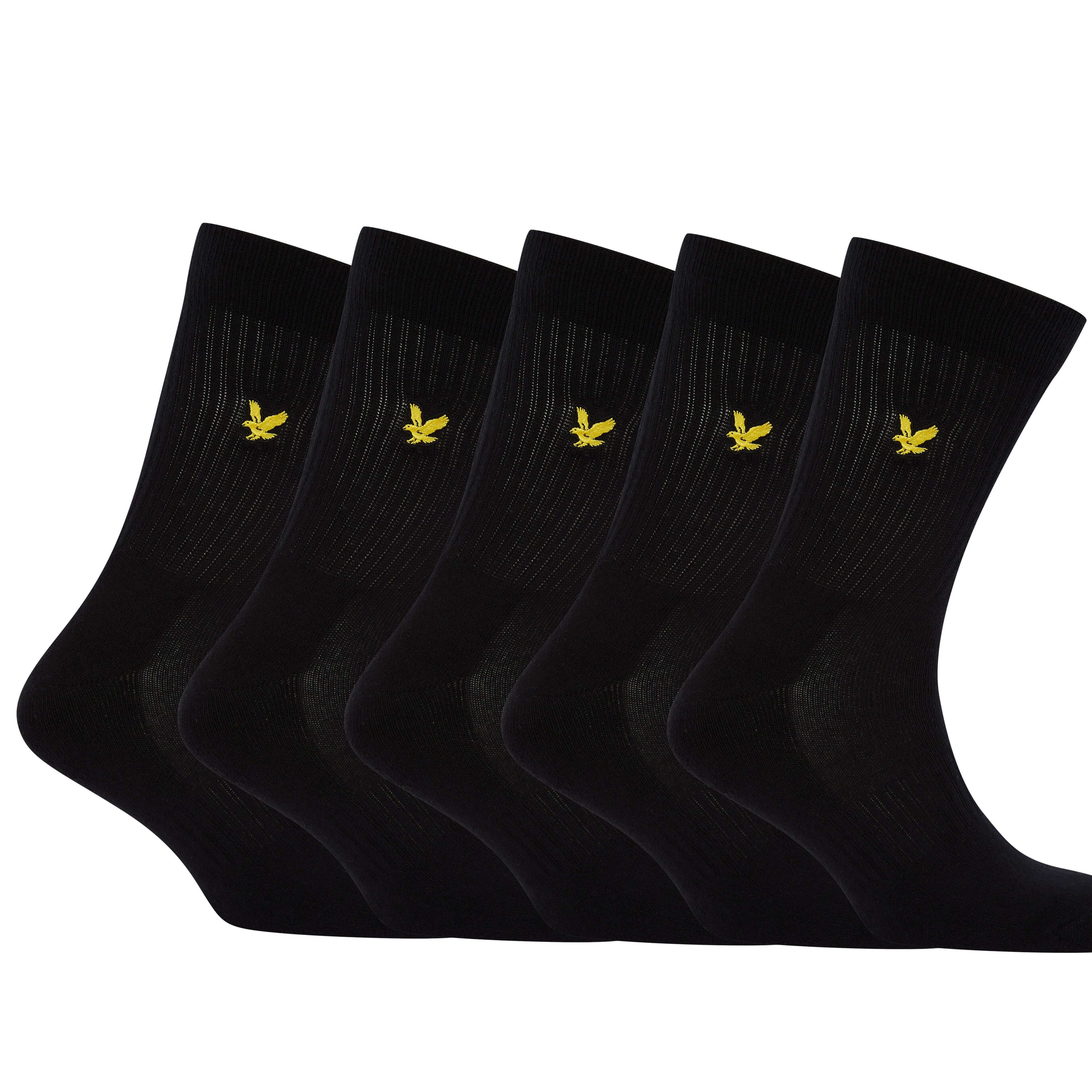 Lyle & Scott Men's 5 Pack Camdyn Sport Socks – Soft Cotton Blend, Black