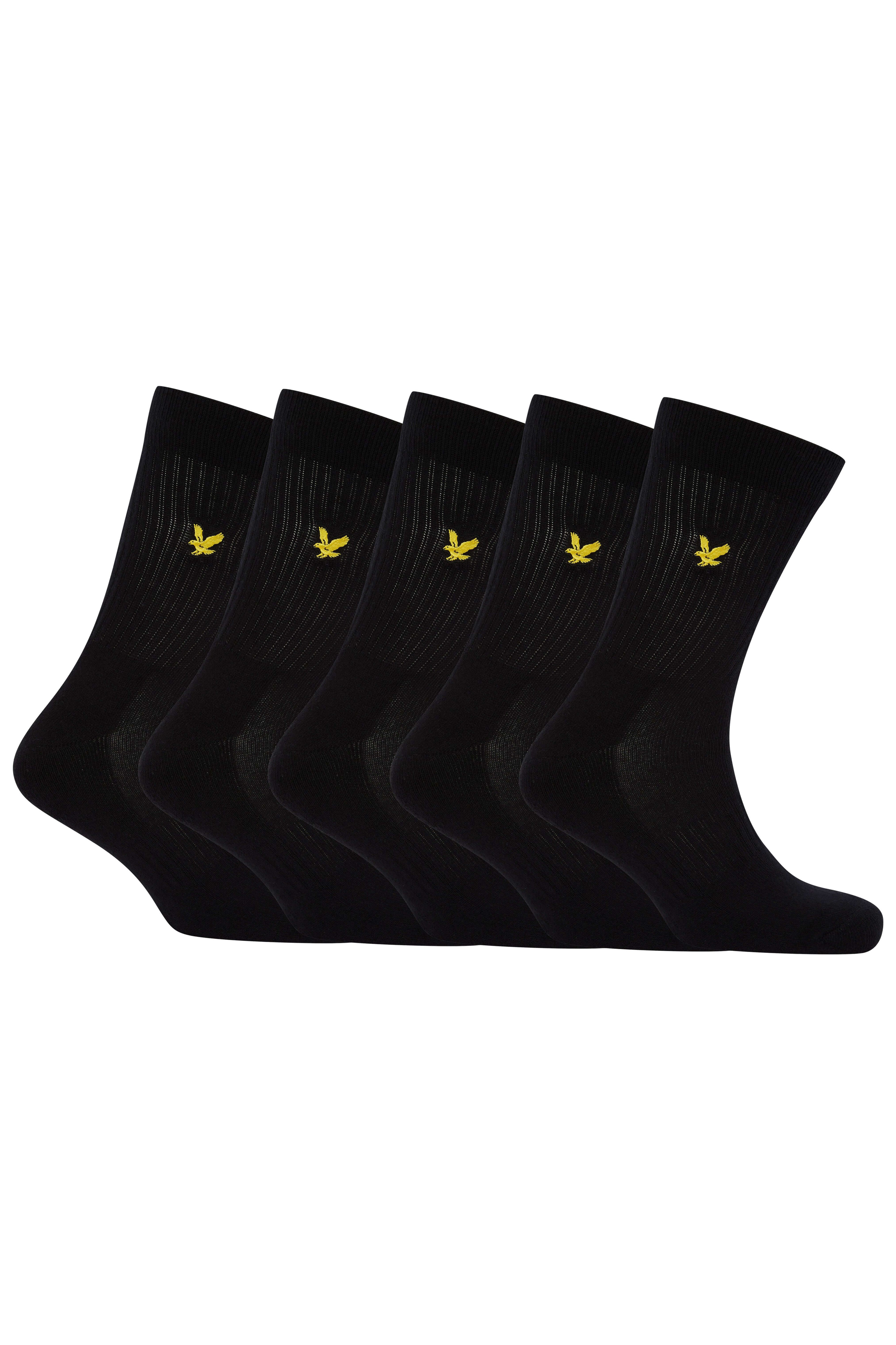 Lyle & Scott Men's 5 Pack Camdyn Sport Socks – Soft Cotton Blend, Black